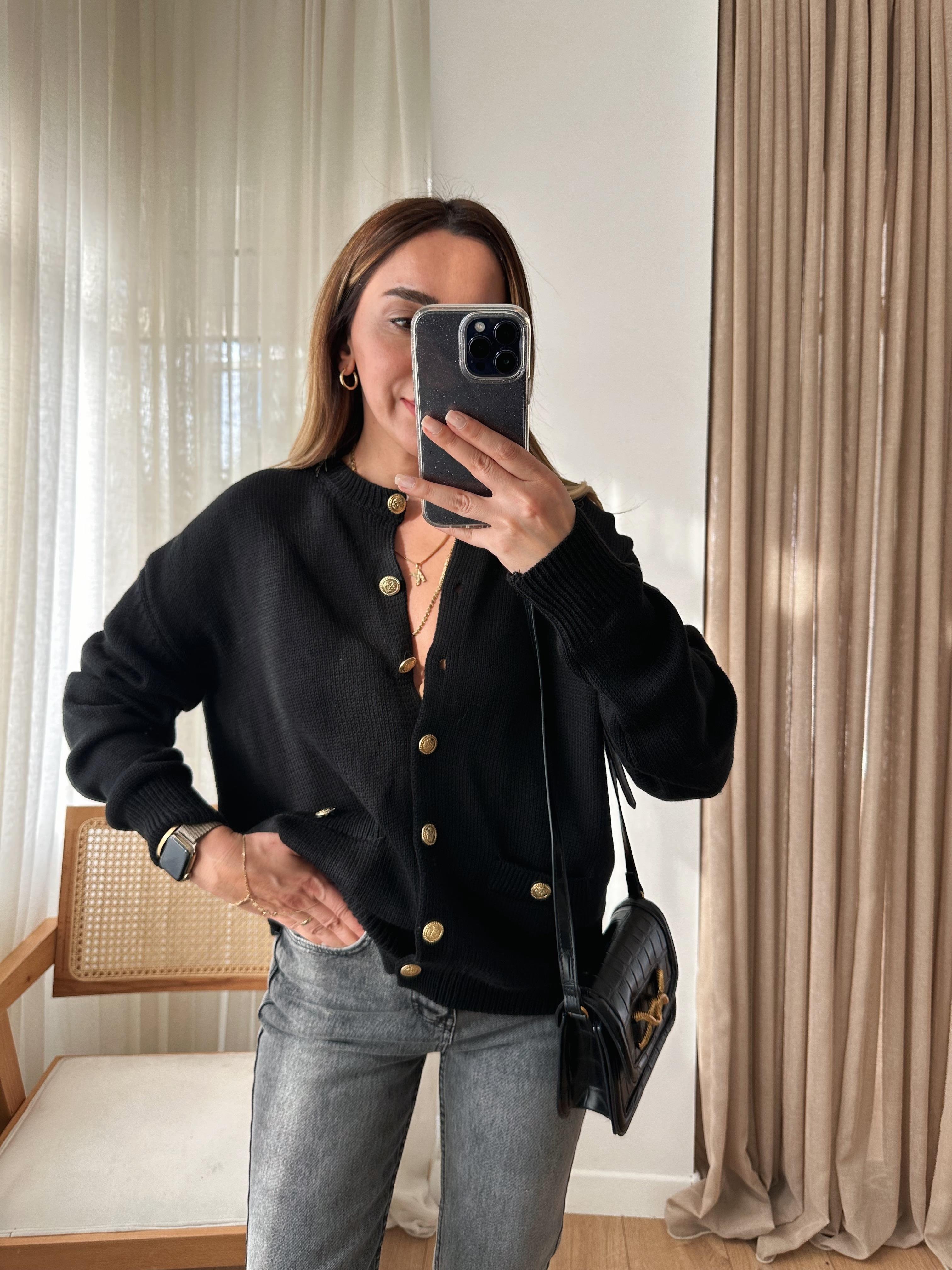 MD SİYAH  GOLD DÜĞMELİ HIRKA