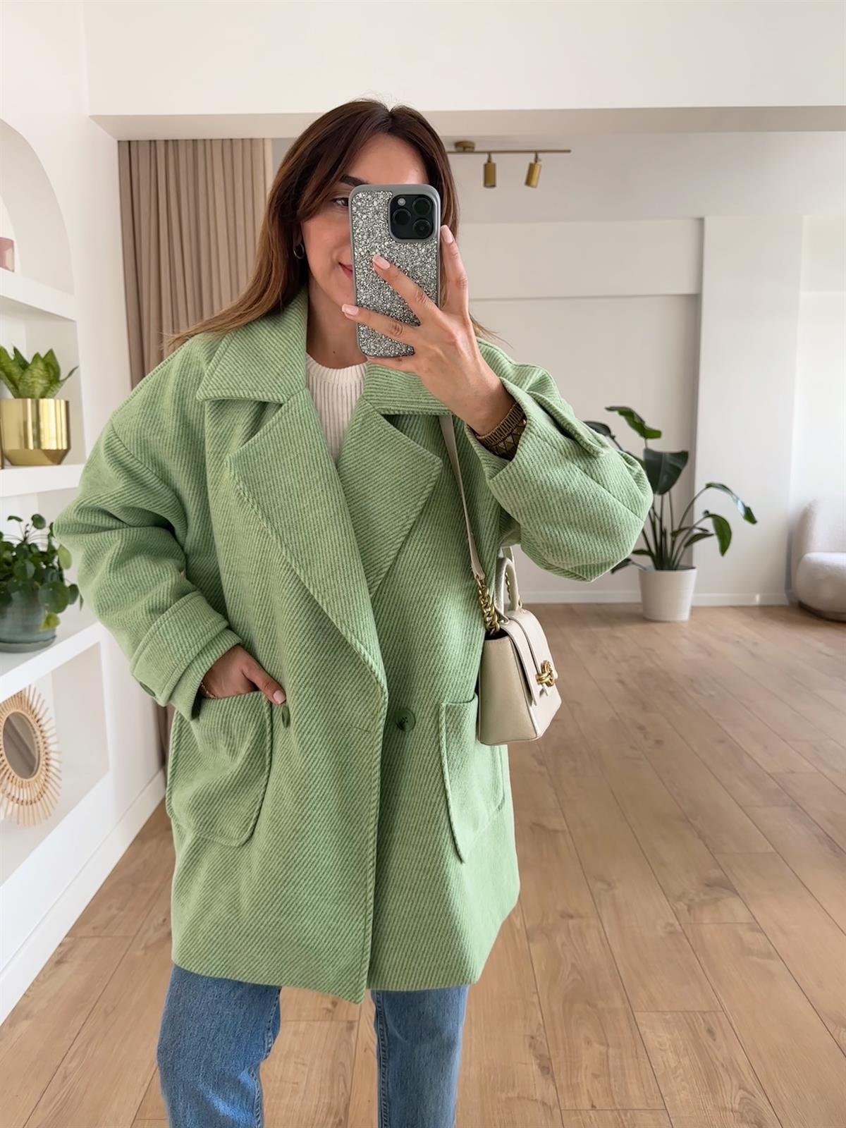MİNT ASTARLI DÜŞÜK OMUZ OVERSIZE KABAN 