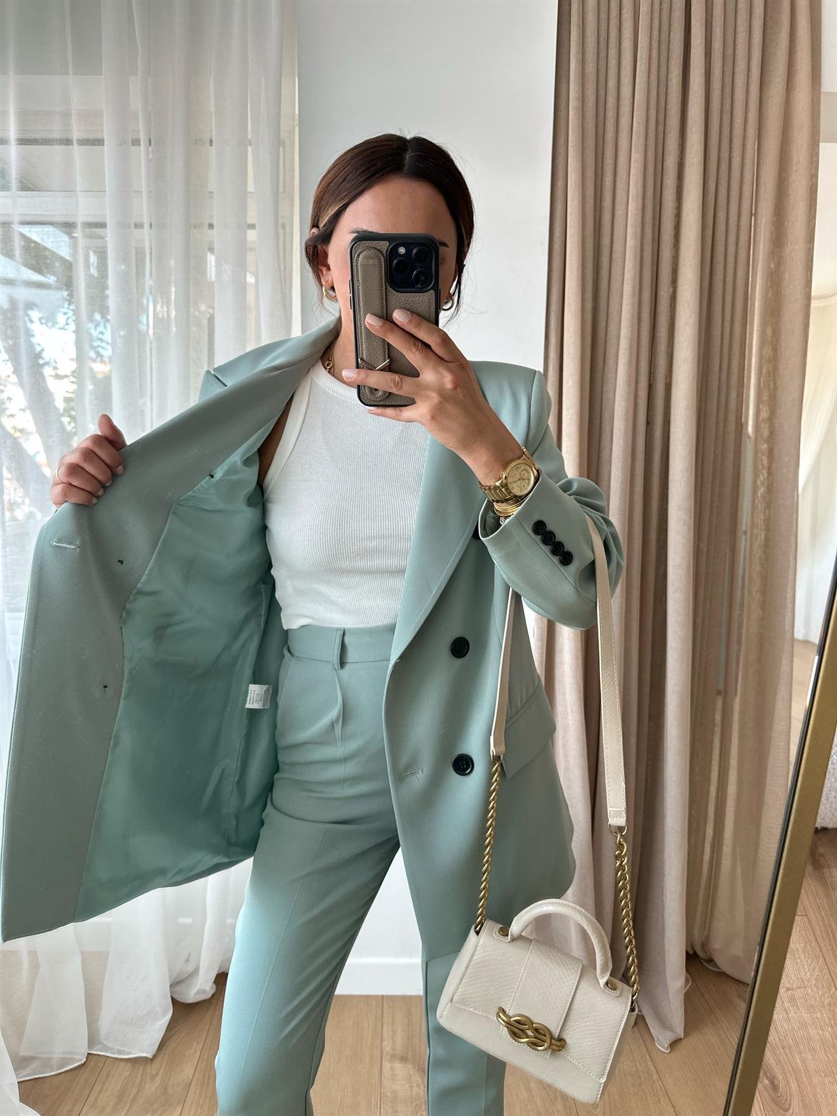 MİNT DÜĞMELİ BLAZER CEKET