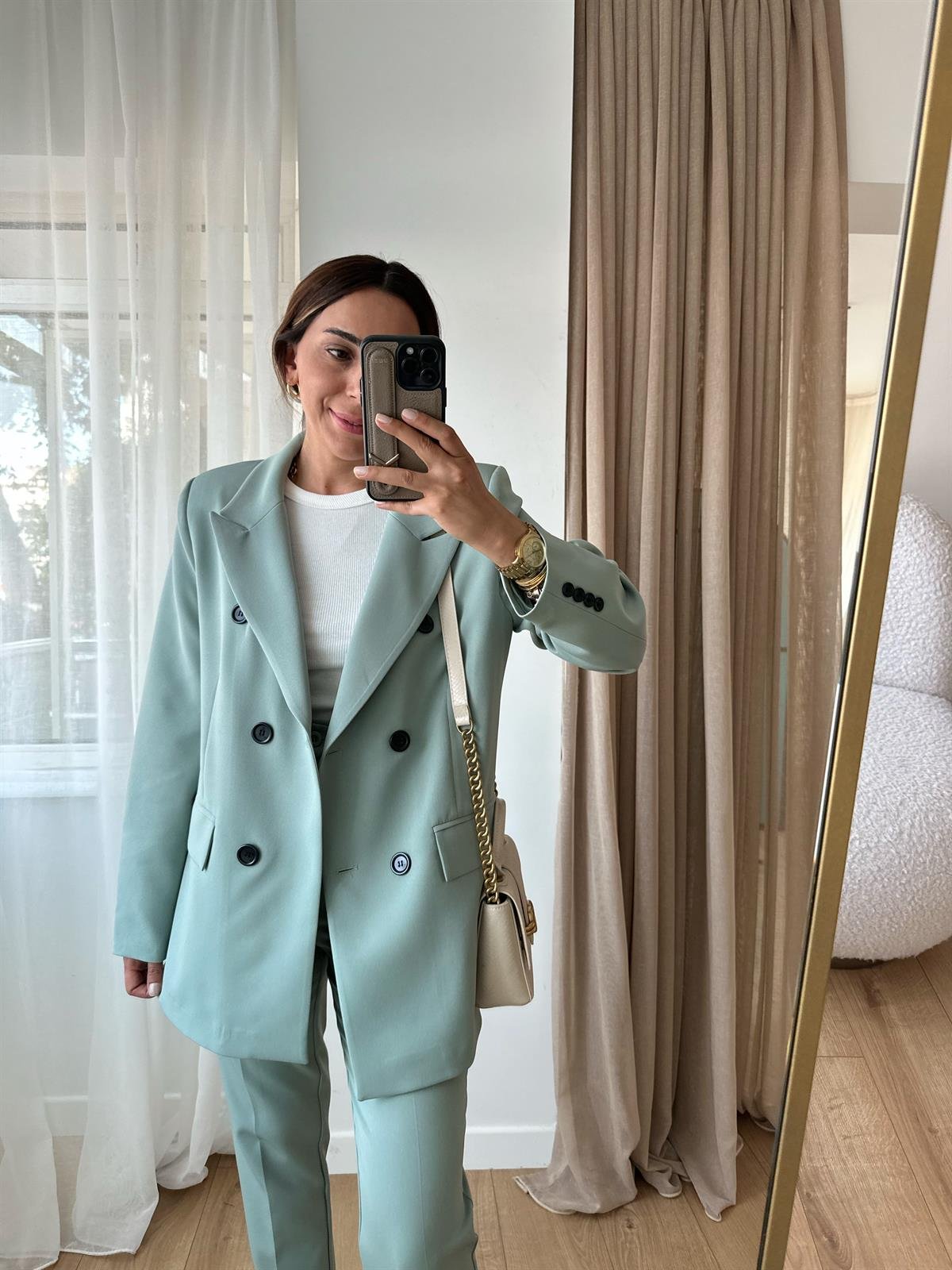 MİNT DÜĞMELİ BLAZER CEKET