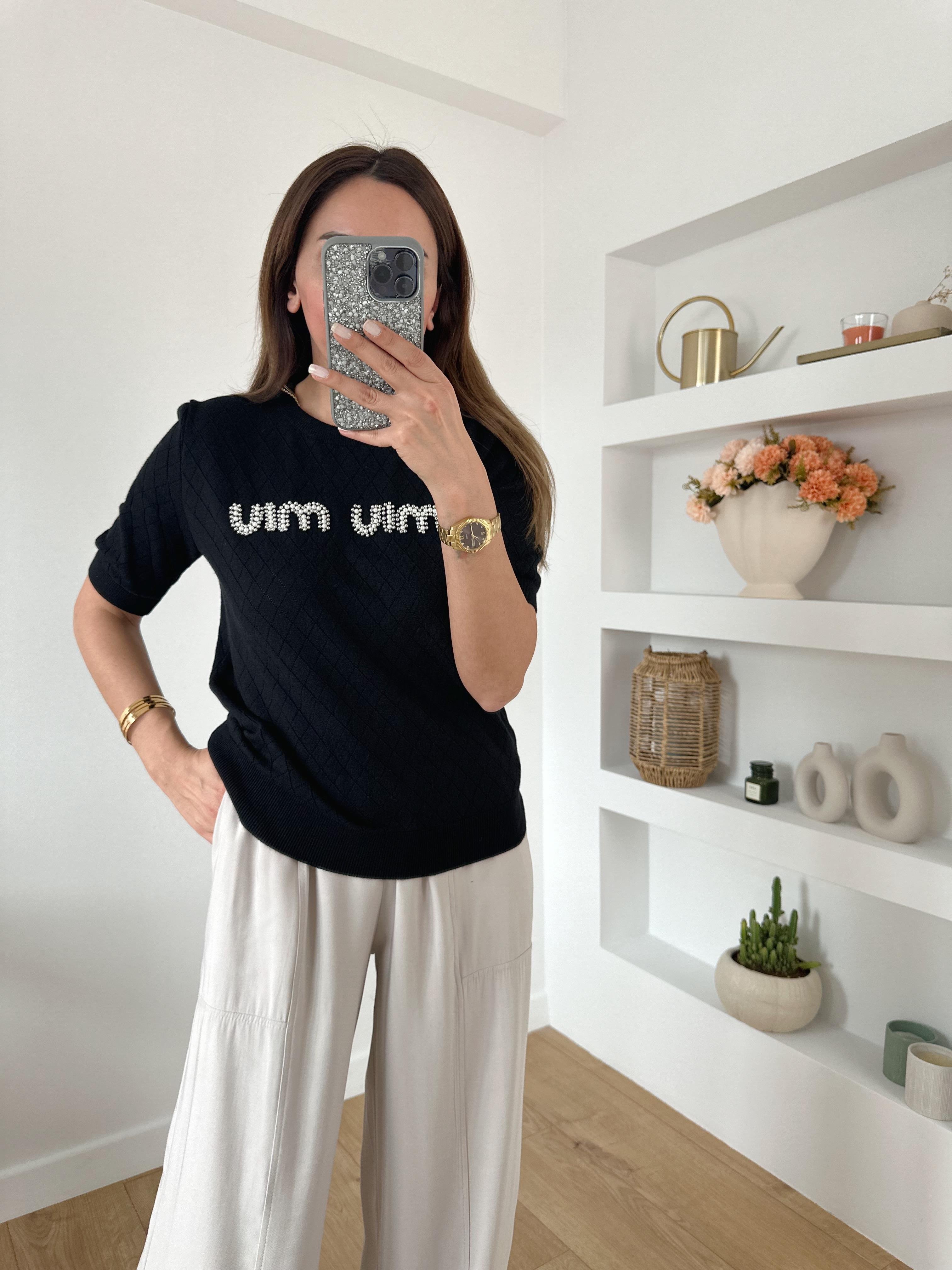 MIU MUADİL PREMİUM İNCİLİ SİYAH TRİKO
