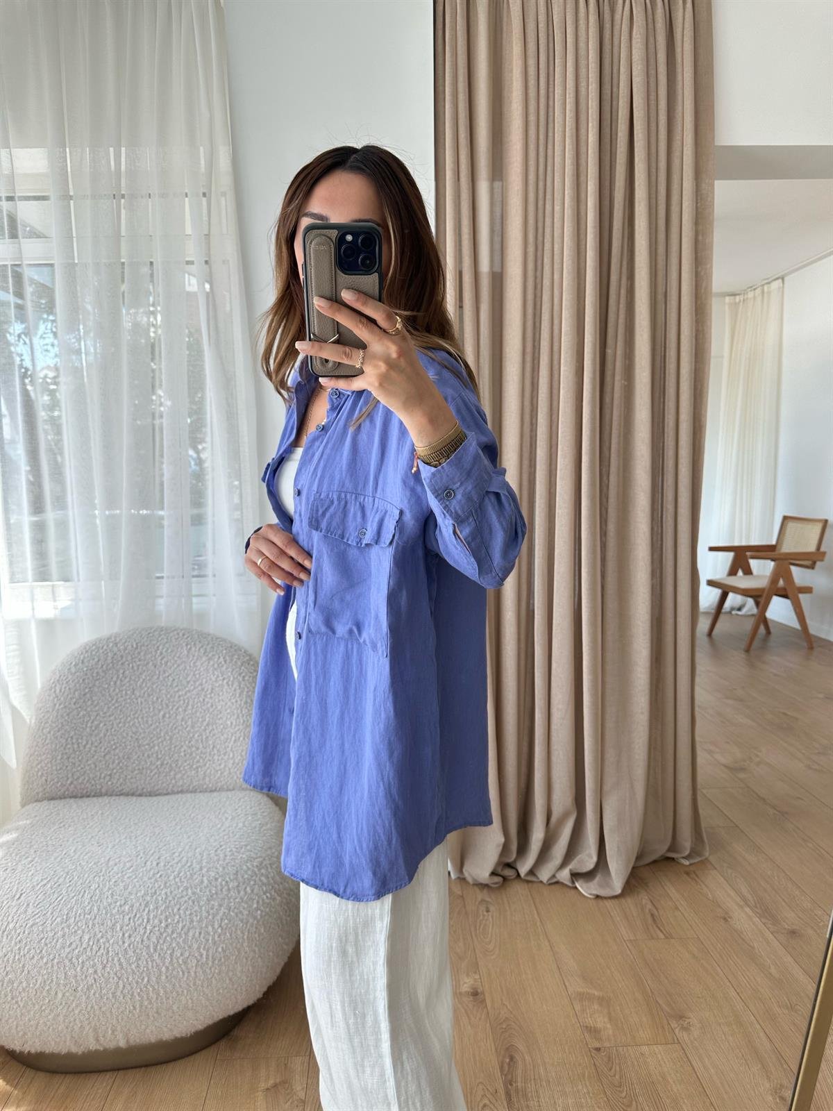 MOR HAM KETEN OVERSIZE GÖMLEK