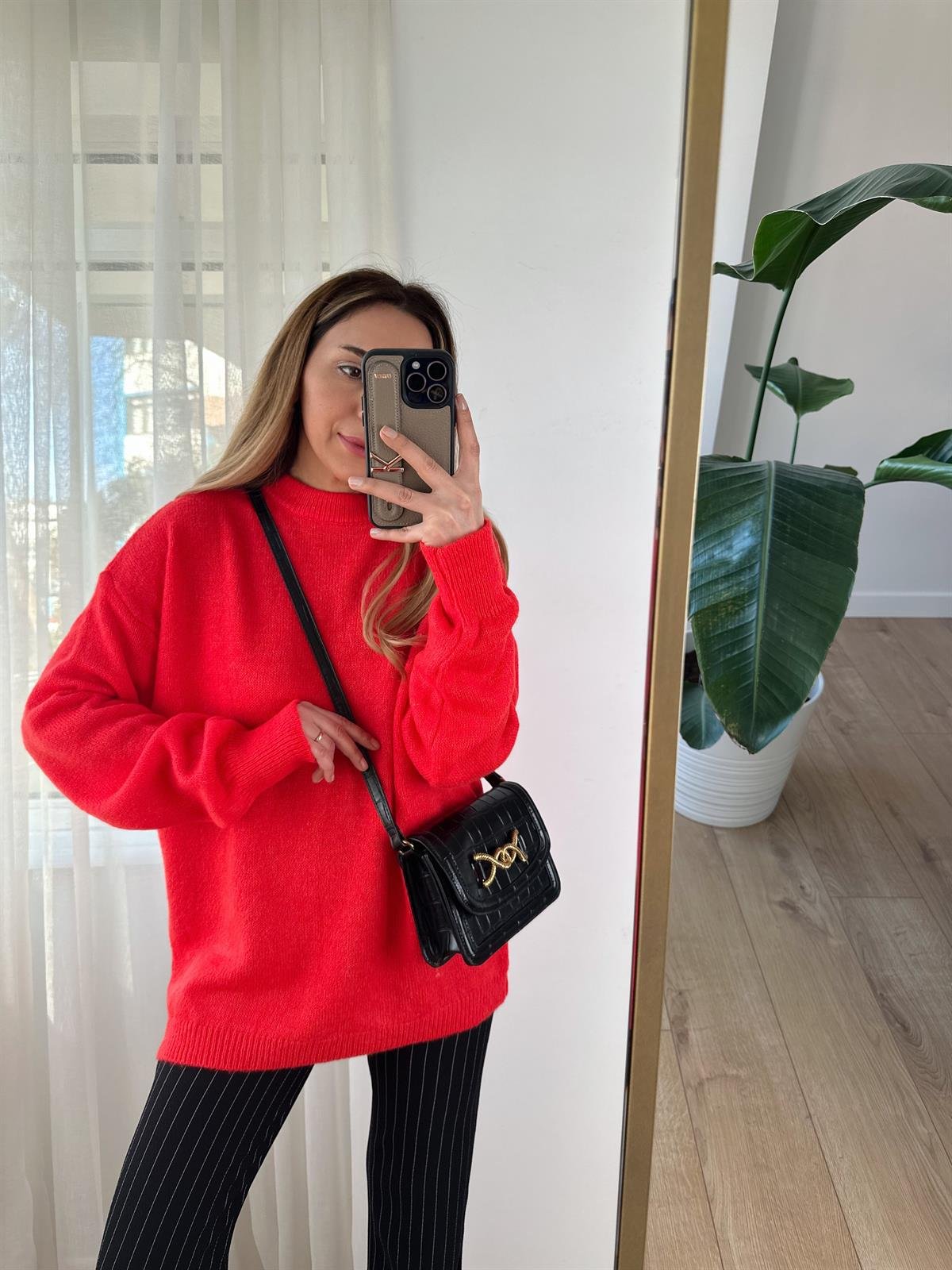 NAR ÇİÇEĞİ BİSİKLET YAKA OVERSIZE KAZAK
