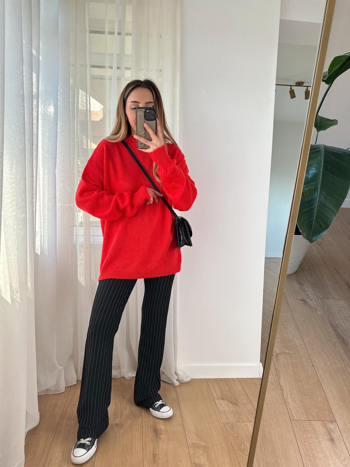 NAR ÇİÇEĞİ BİSİKLET YAKA OVERSIZE KAZAK
