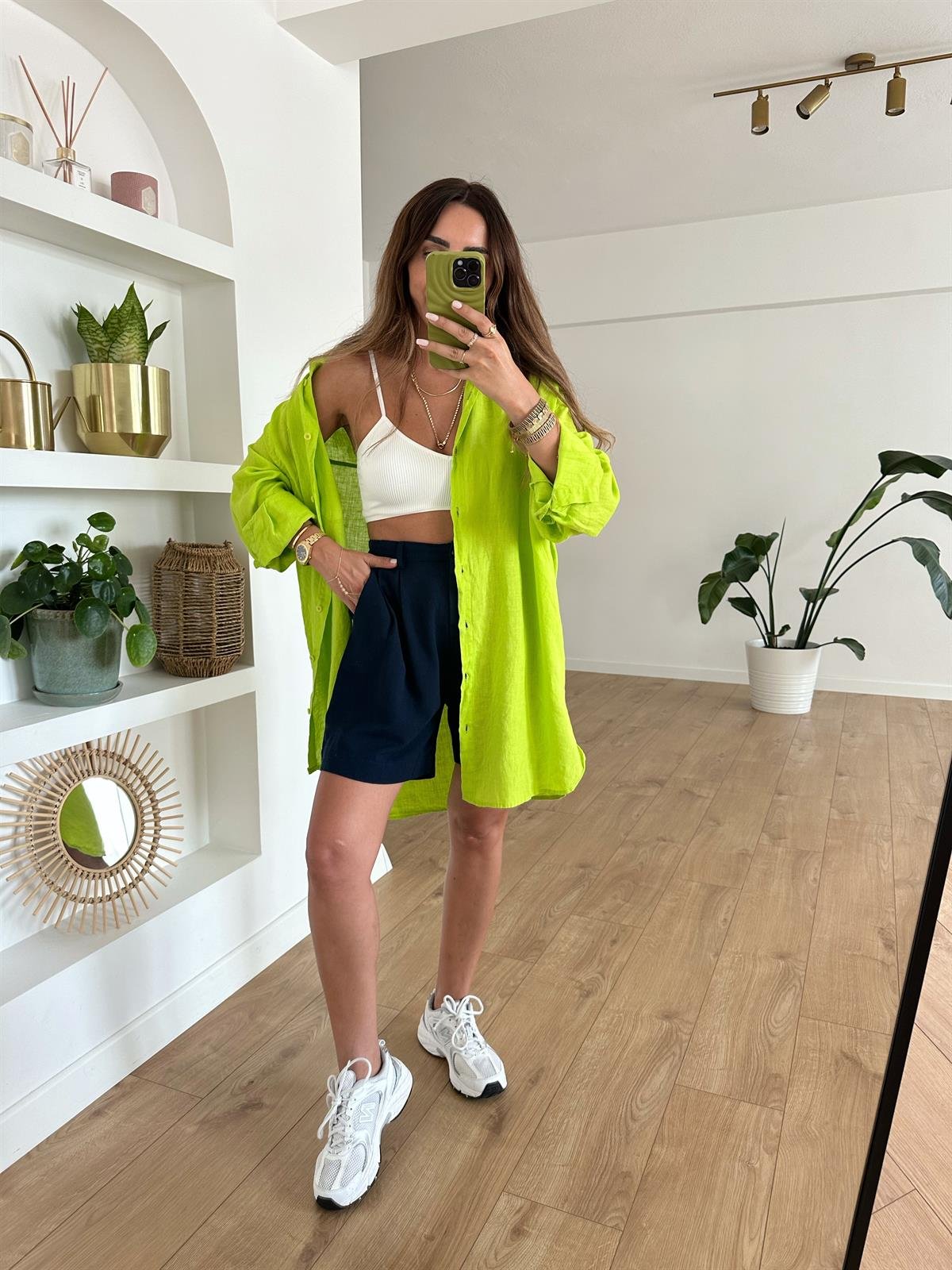 NEON  HAM KETEN OVERSIZE TUNİK GÖMLEK