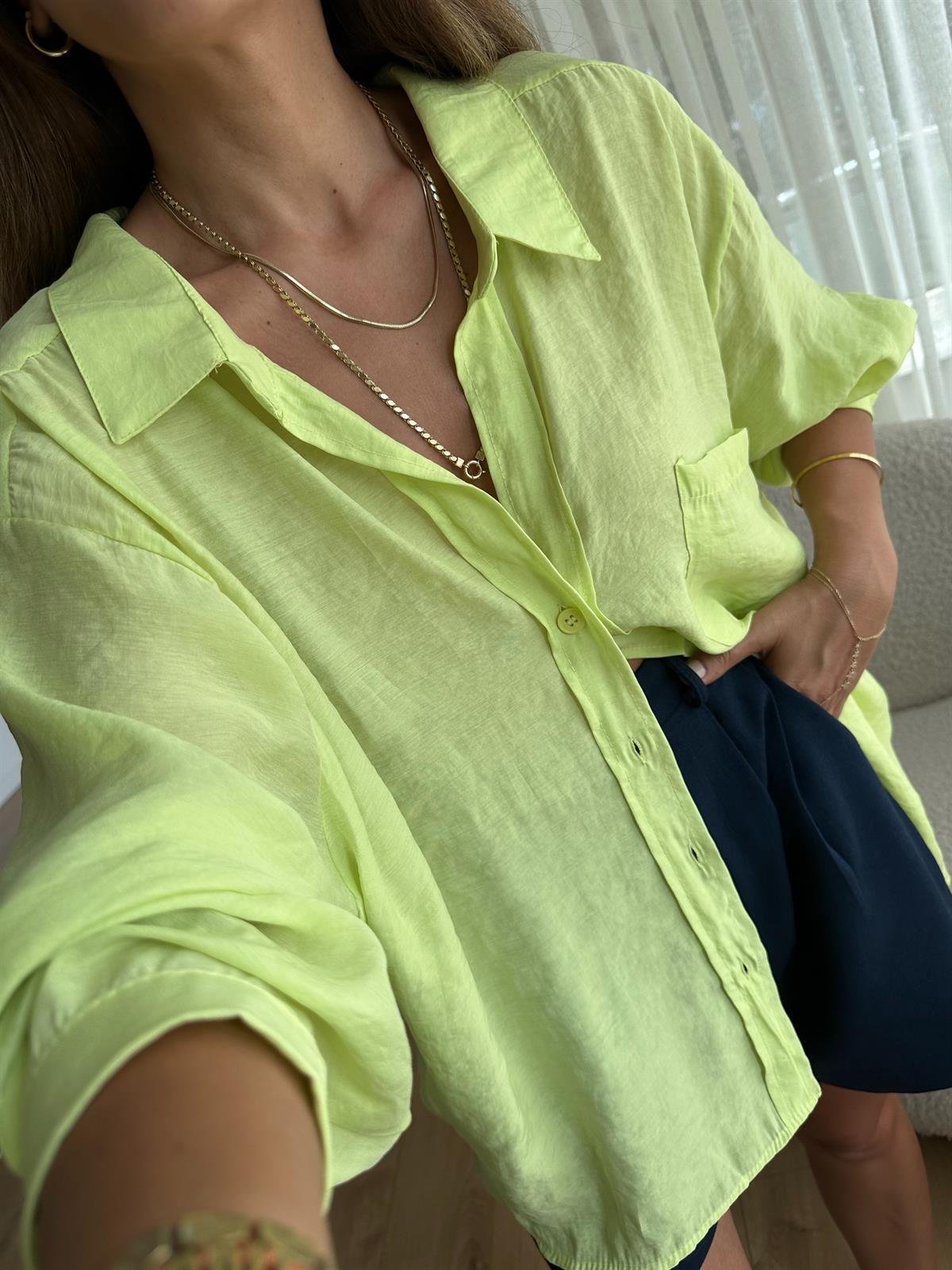 NEON TENSEL OVERSİZE GÖMLEK