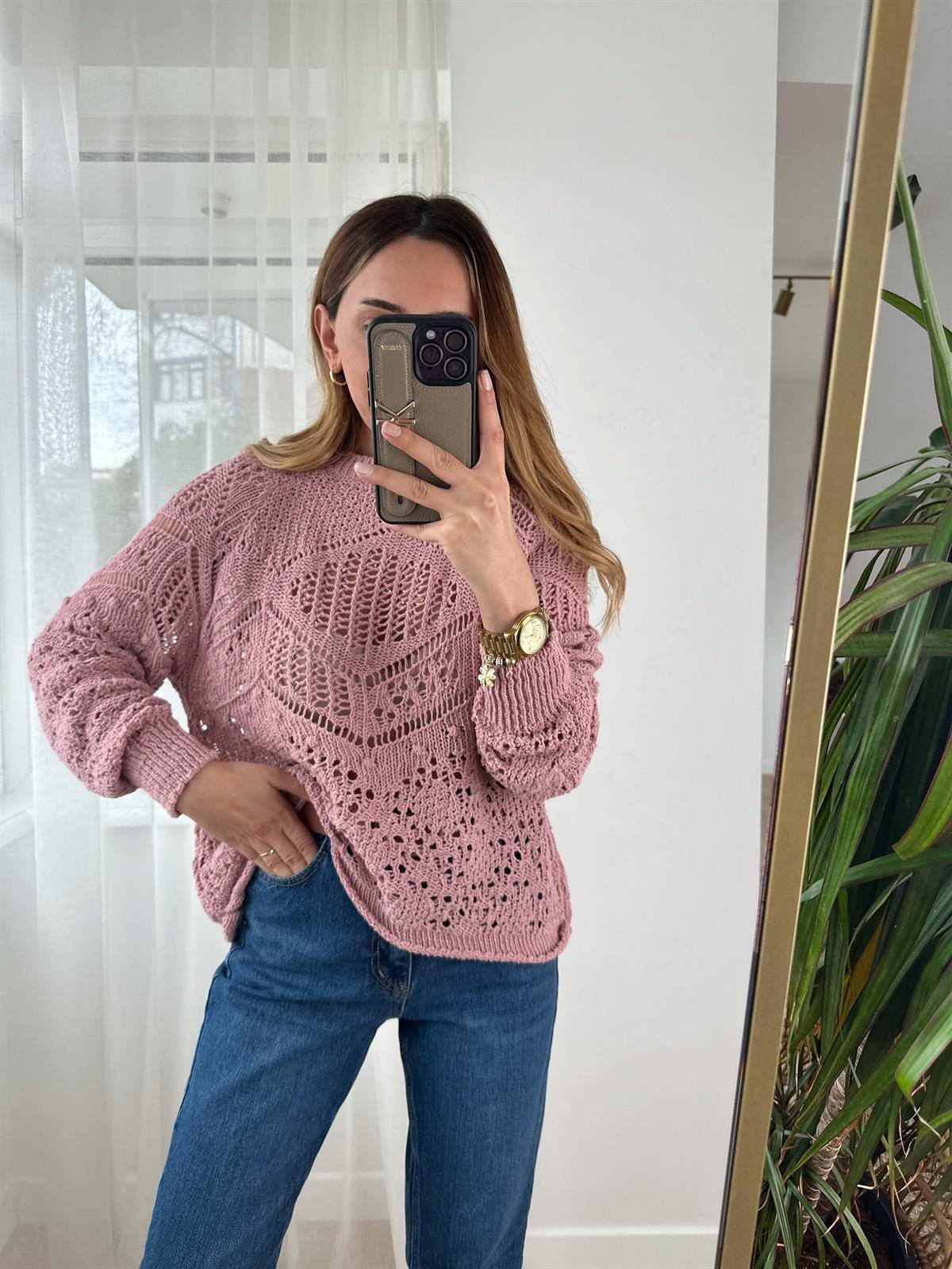 PEMBE AJURLU TRİKO