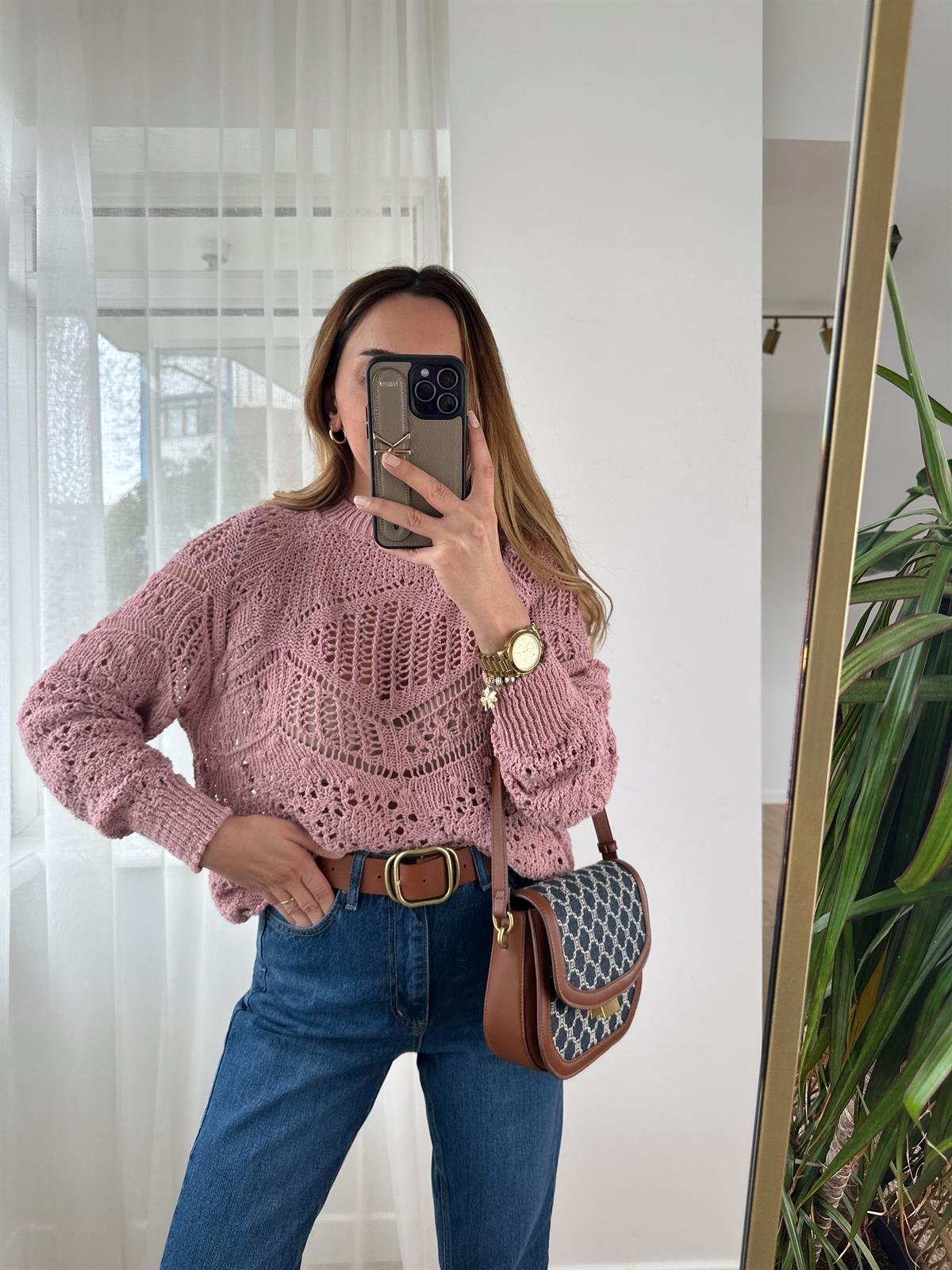 PEMBE AJURLU TRİKO