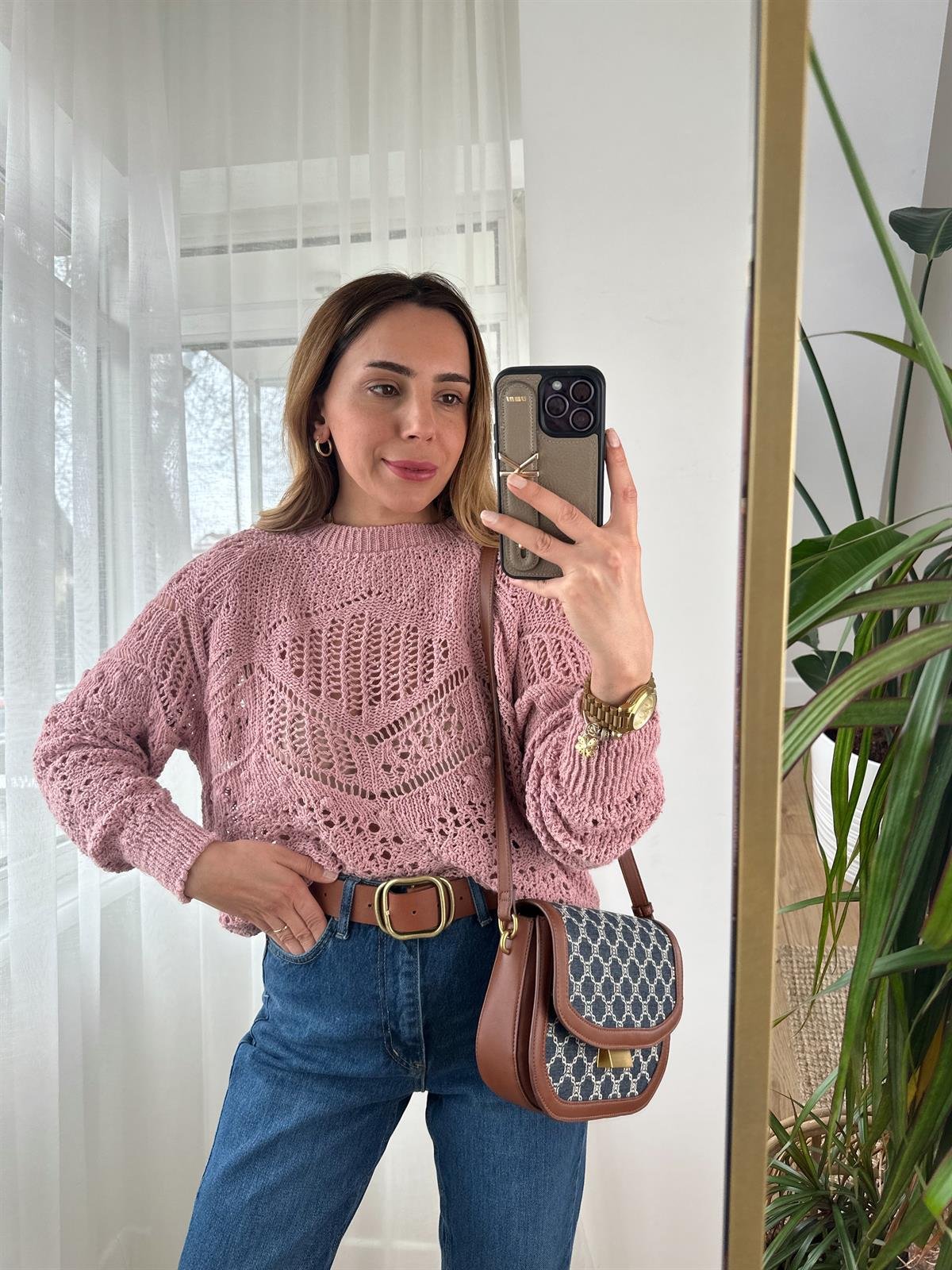 PEMBE AJURLU TRİKO