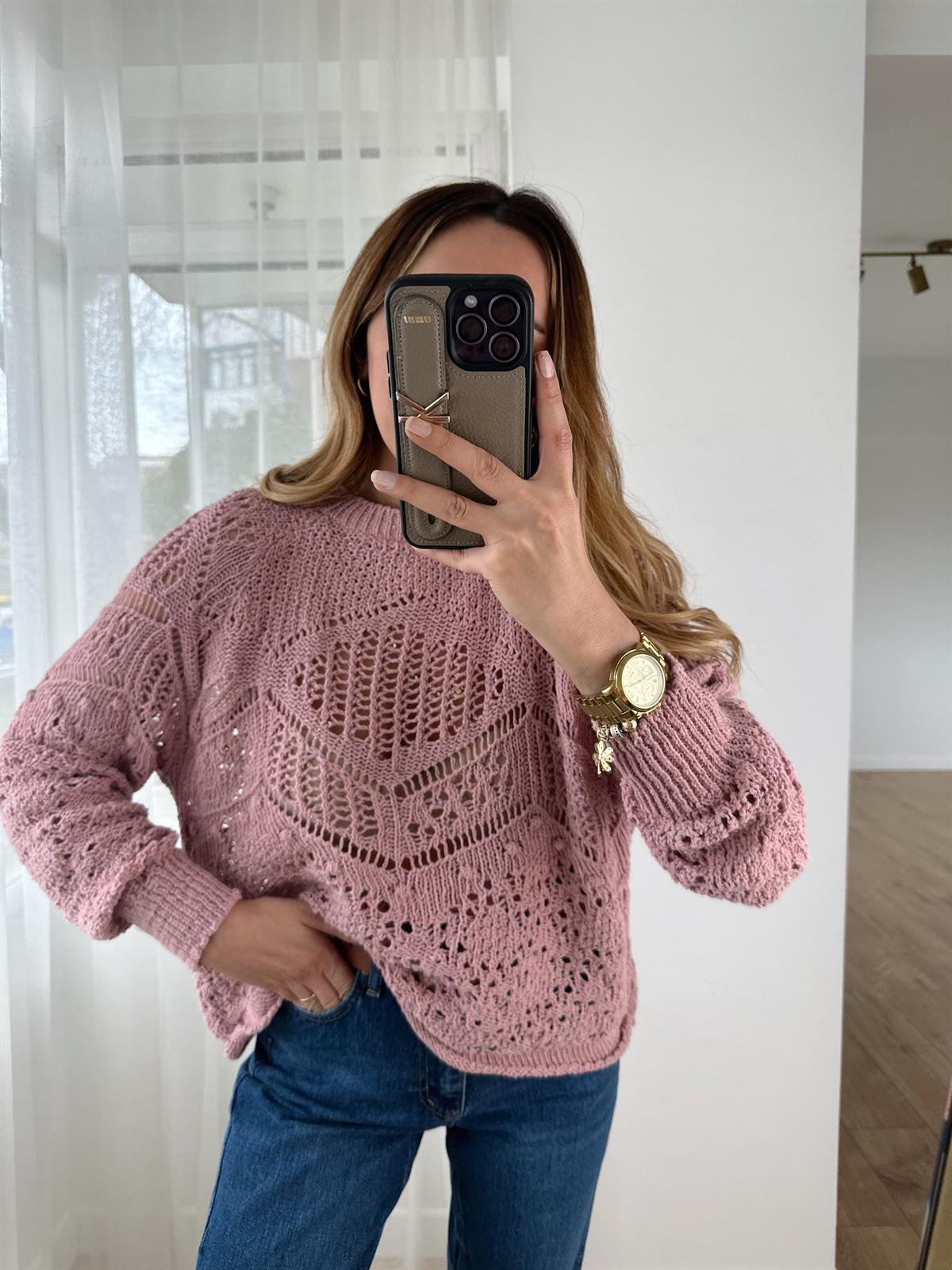 PEMBE AJURLU TRİKO