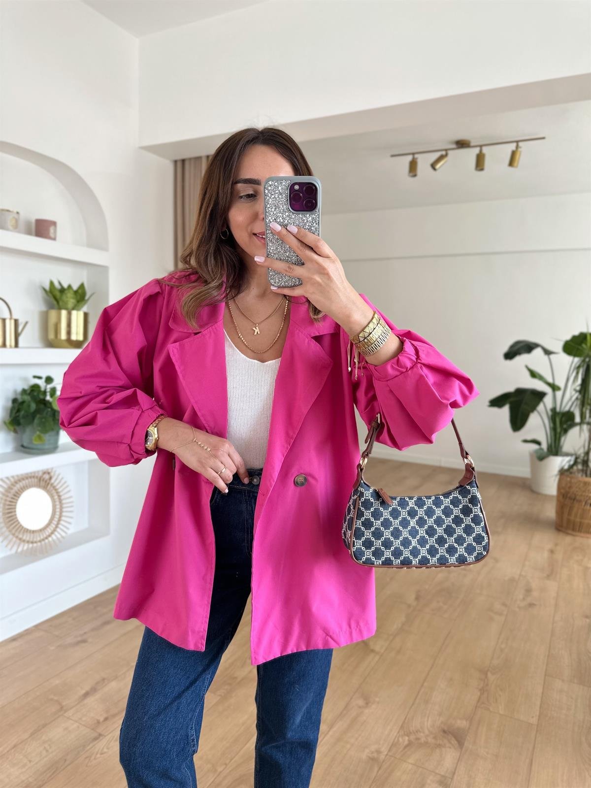 PEMBE BALON KOL OVERSIZE TRENCH