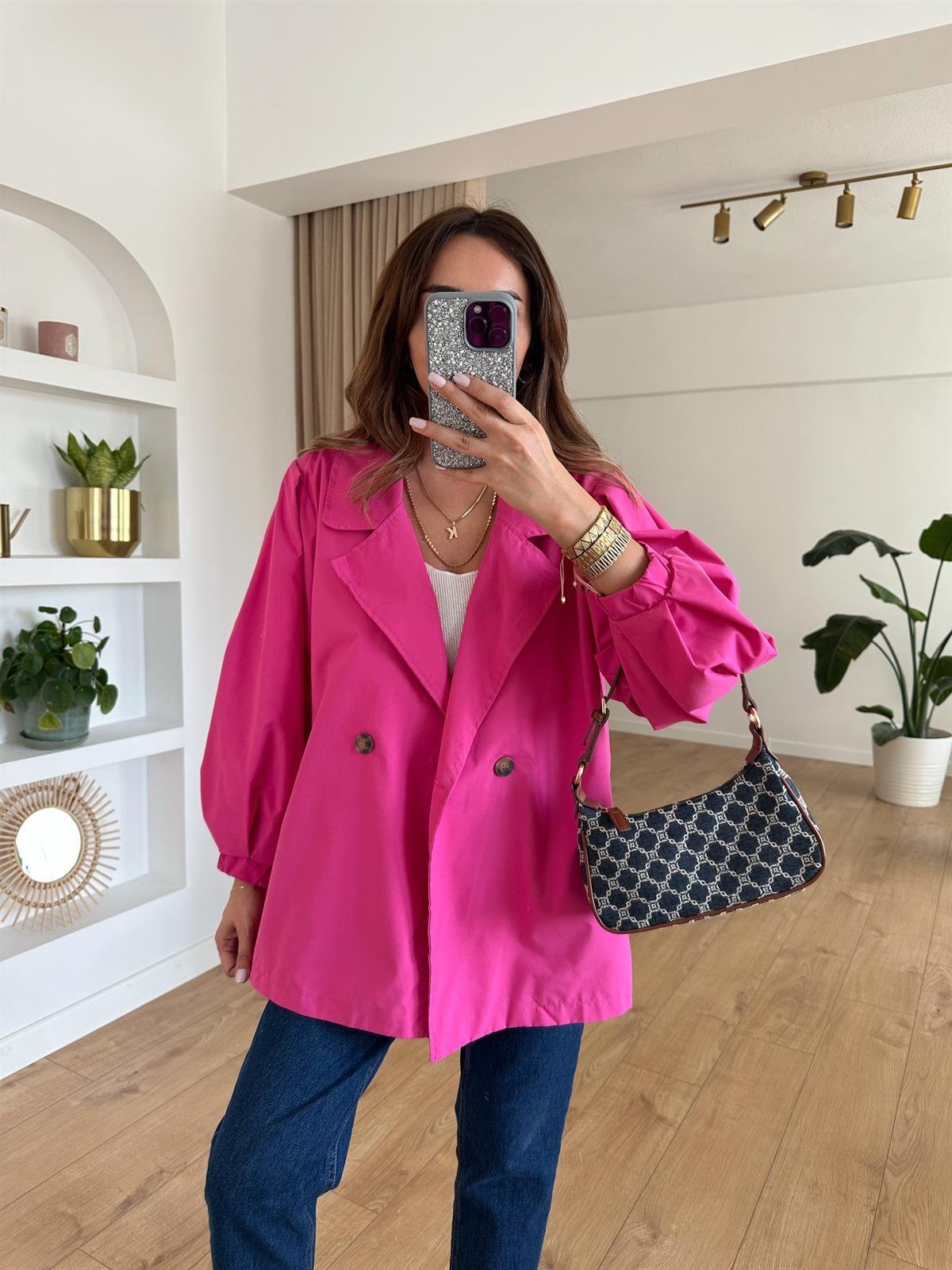 PEMBE BALON KOL OVERSIZE TRENCH