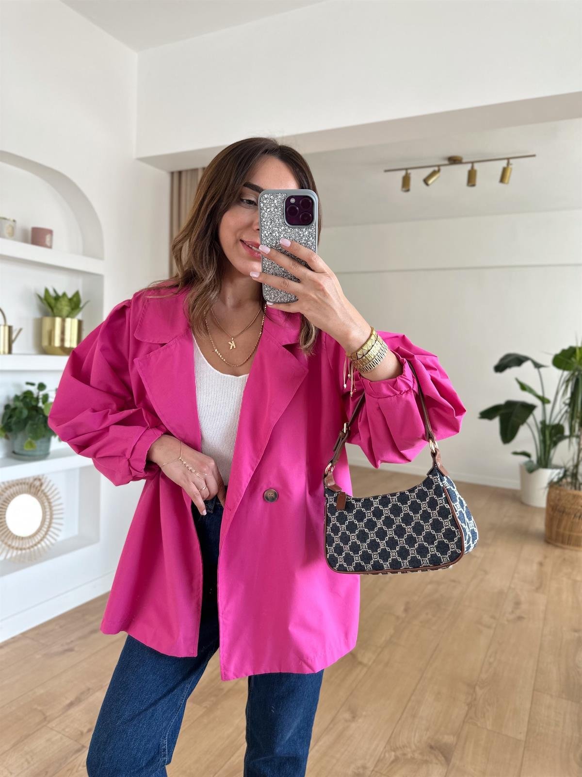 PEMBE BALON KOL OVERSIZE TRENCH