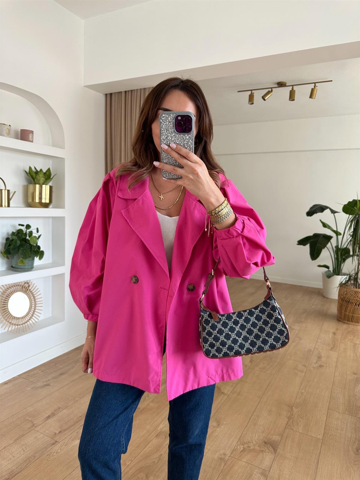 PEMBE BALON KOL OVERSIZE TRENCH