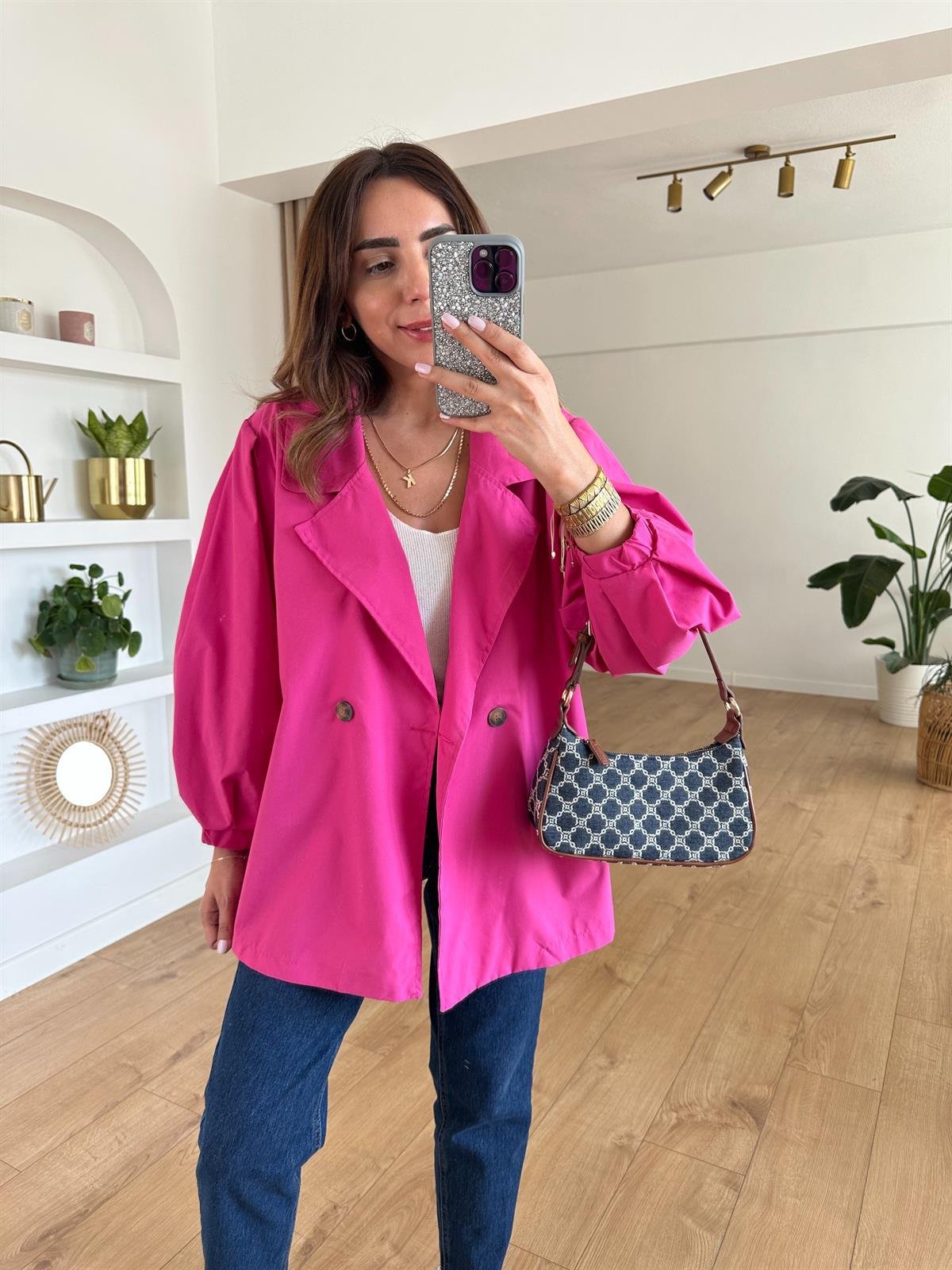 PEMBE BALON KOL OVERSIZE TRENCH