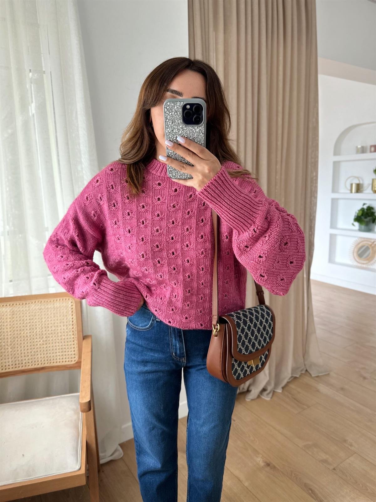 PEMBE DELİKLİ TRİKO KAZAK