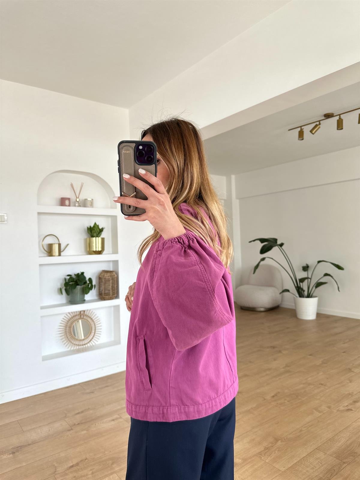 PEMBE GABARDİN CEKET