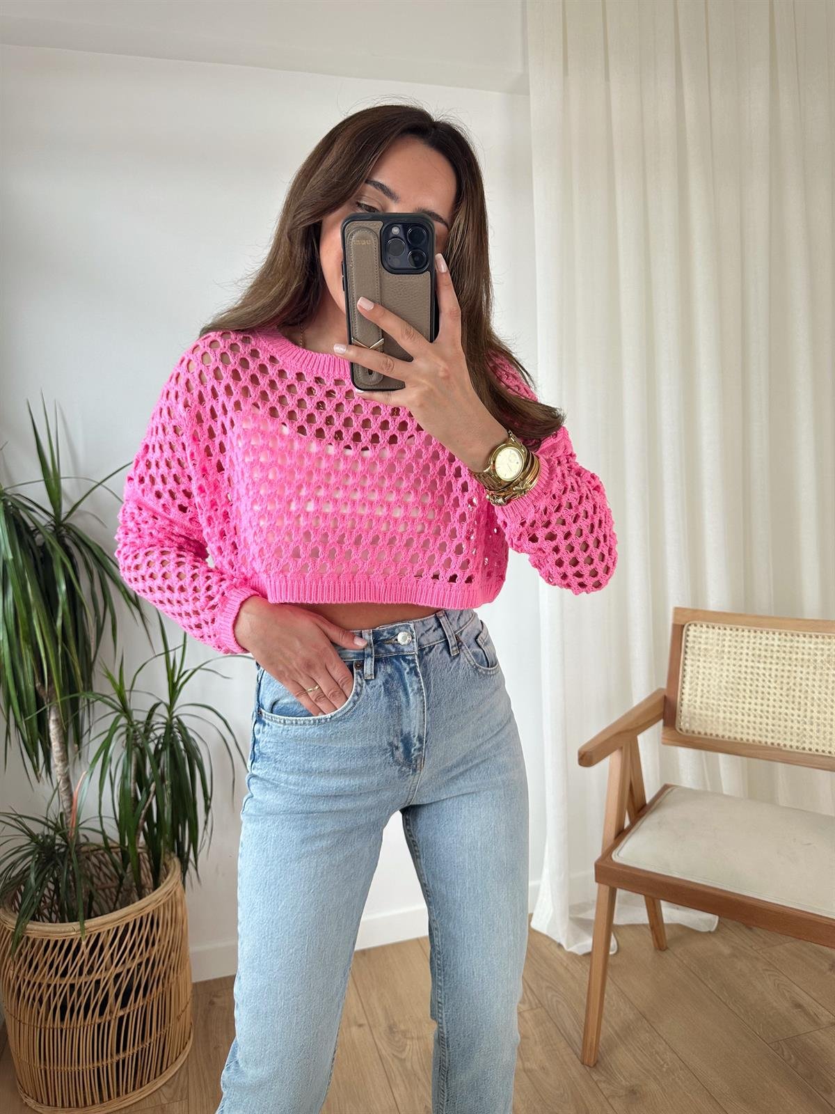 PEMBE KISA AJURLU TRİKO