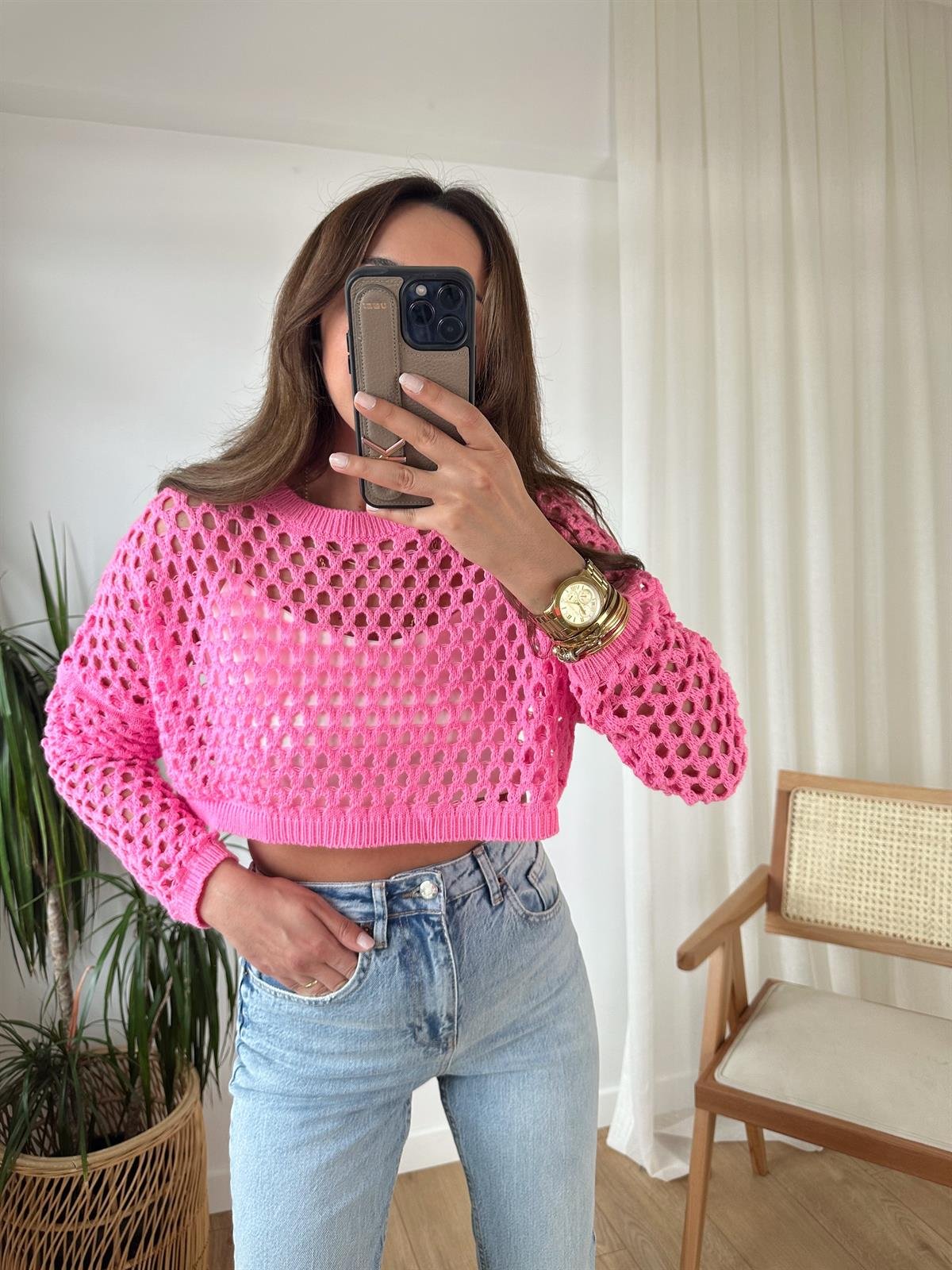 PEMBE KISA AJURLU TRİKO