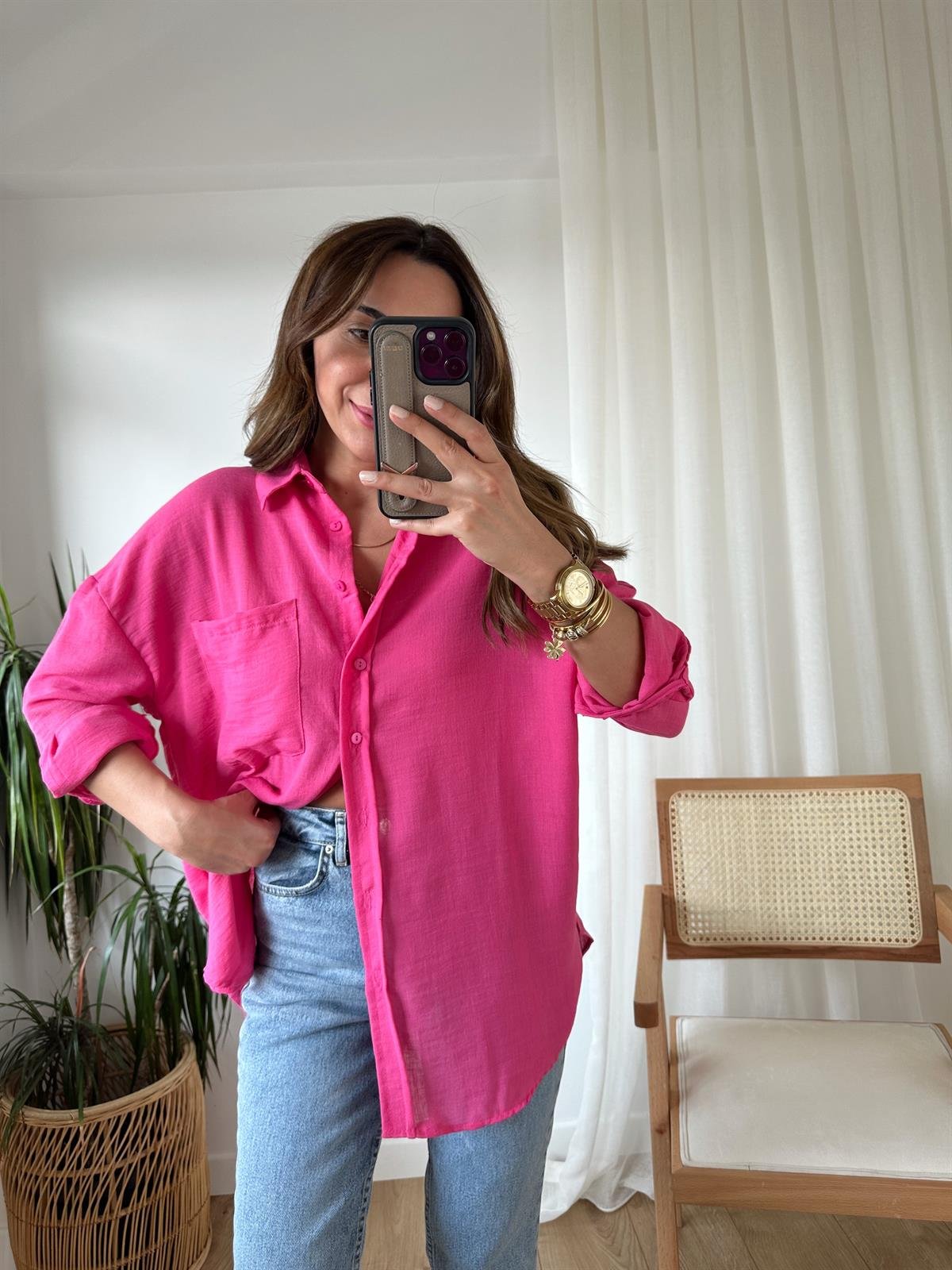 PEMBE  PAMUKLU GÖMLEK