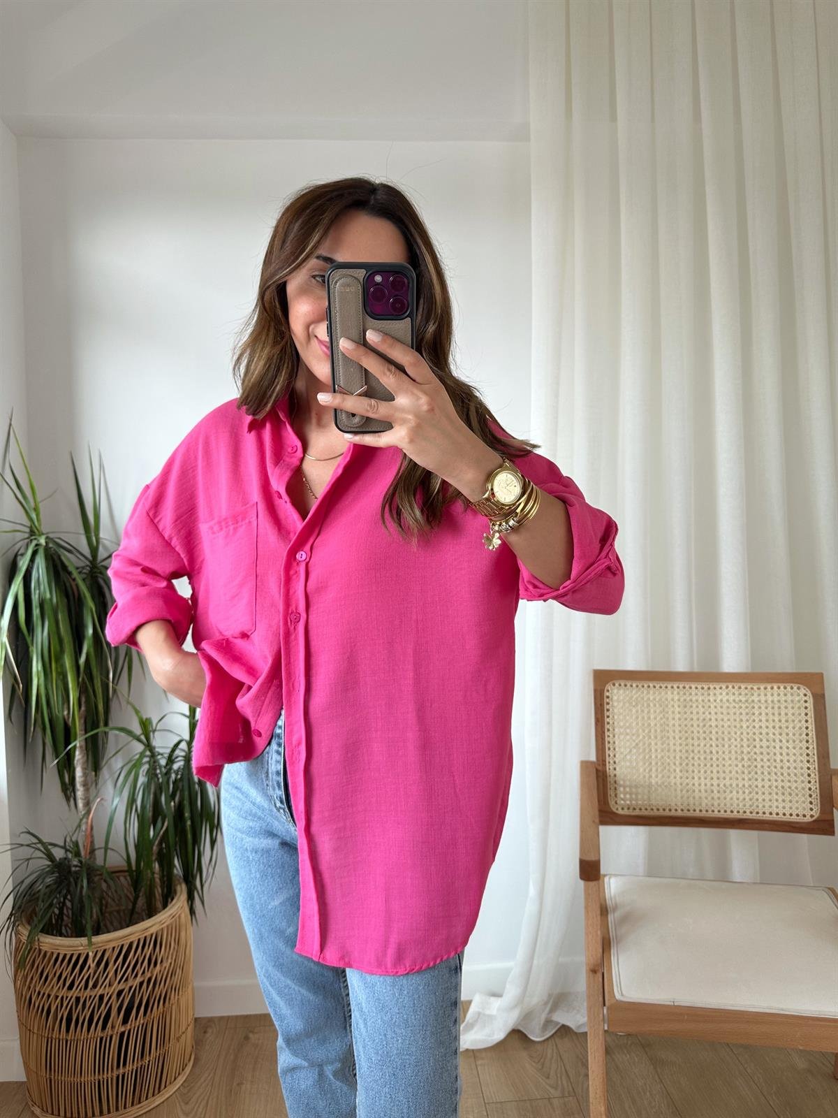 PEMBE  PAMUKLU GÖMLEK