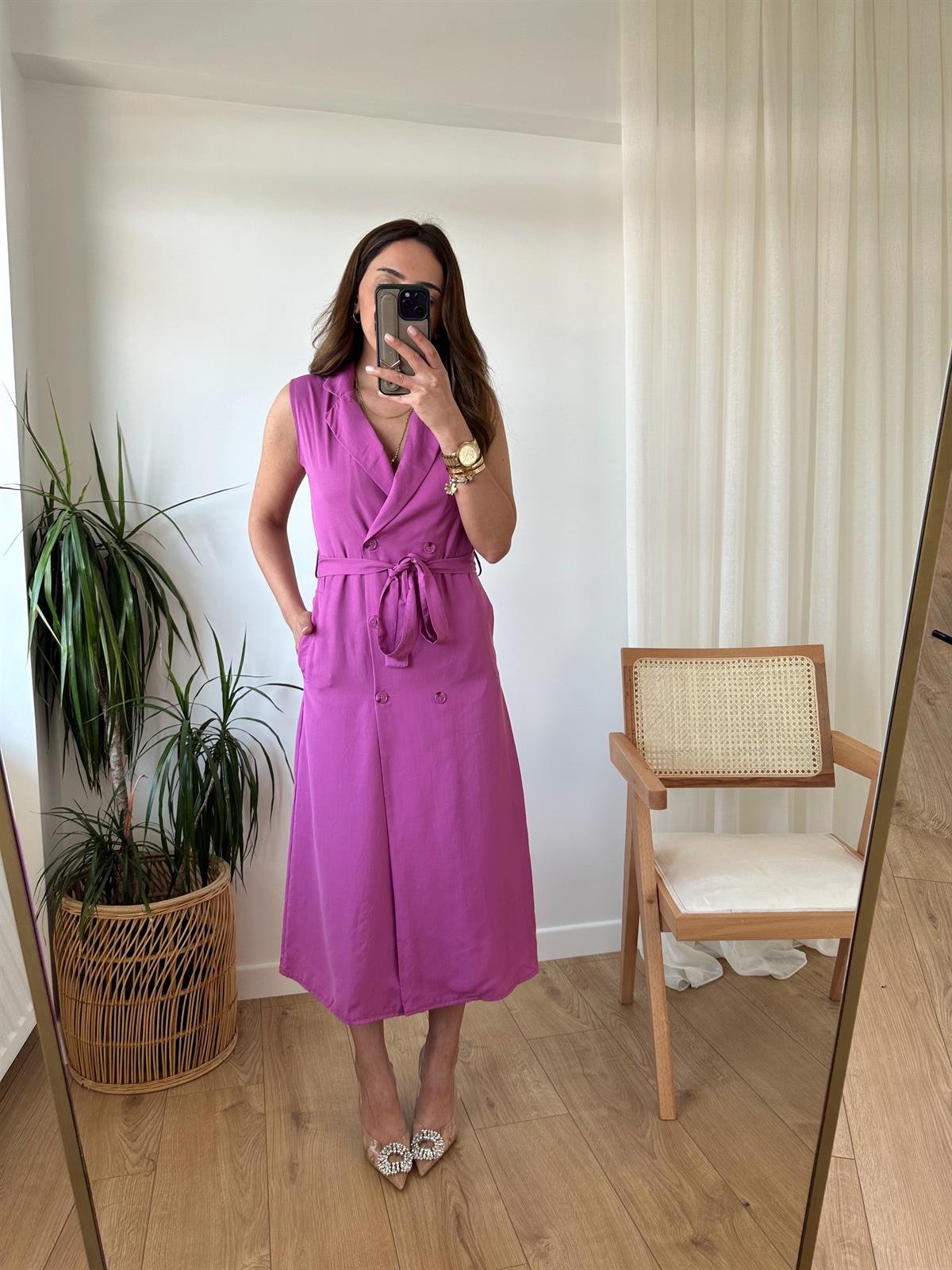 PEMBE ZR TENSEL ELBİSE