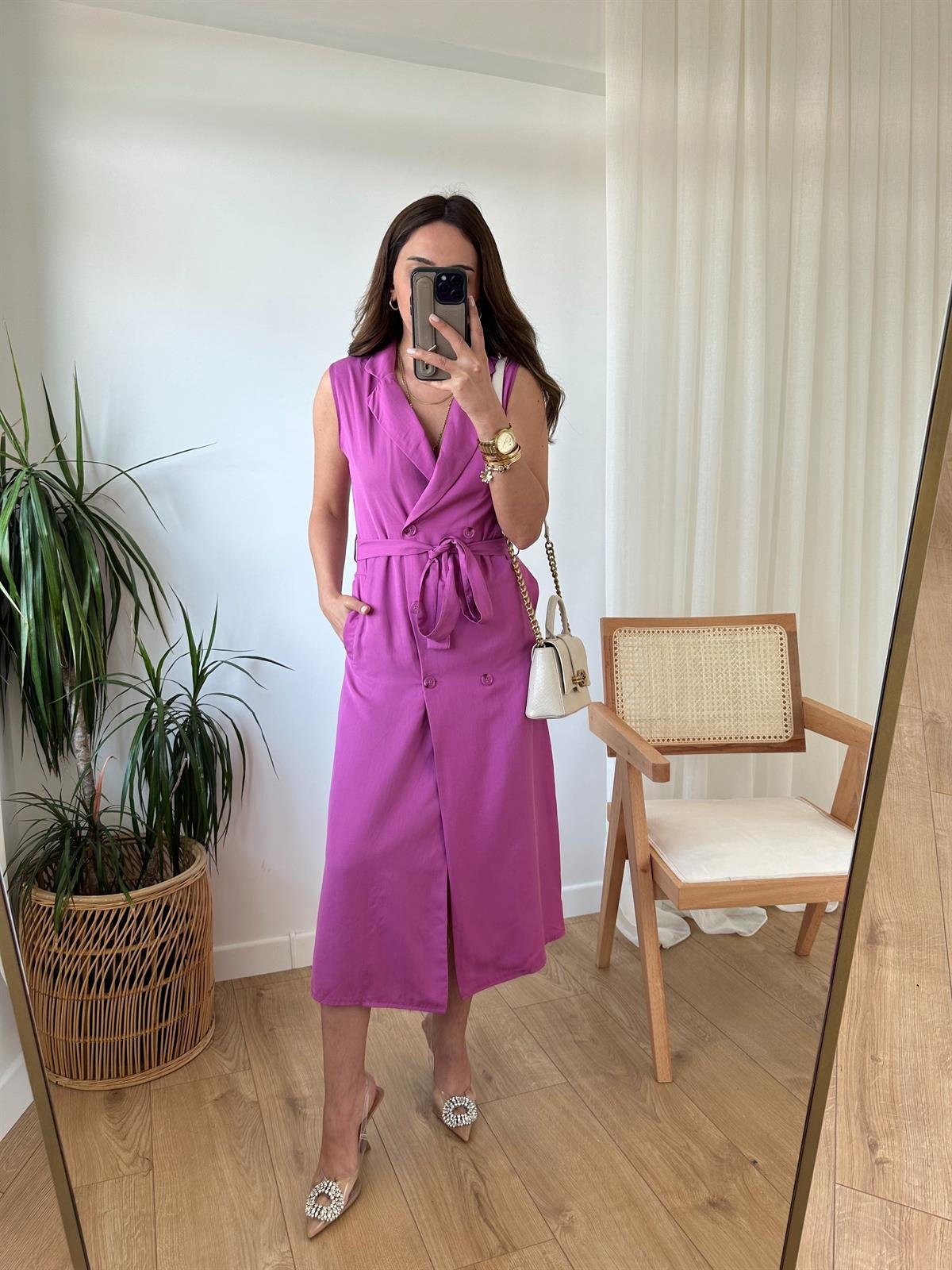 PEMBE ZR TENSEL ELBİSE