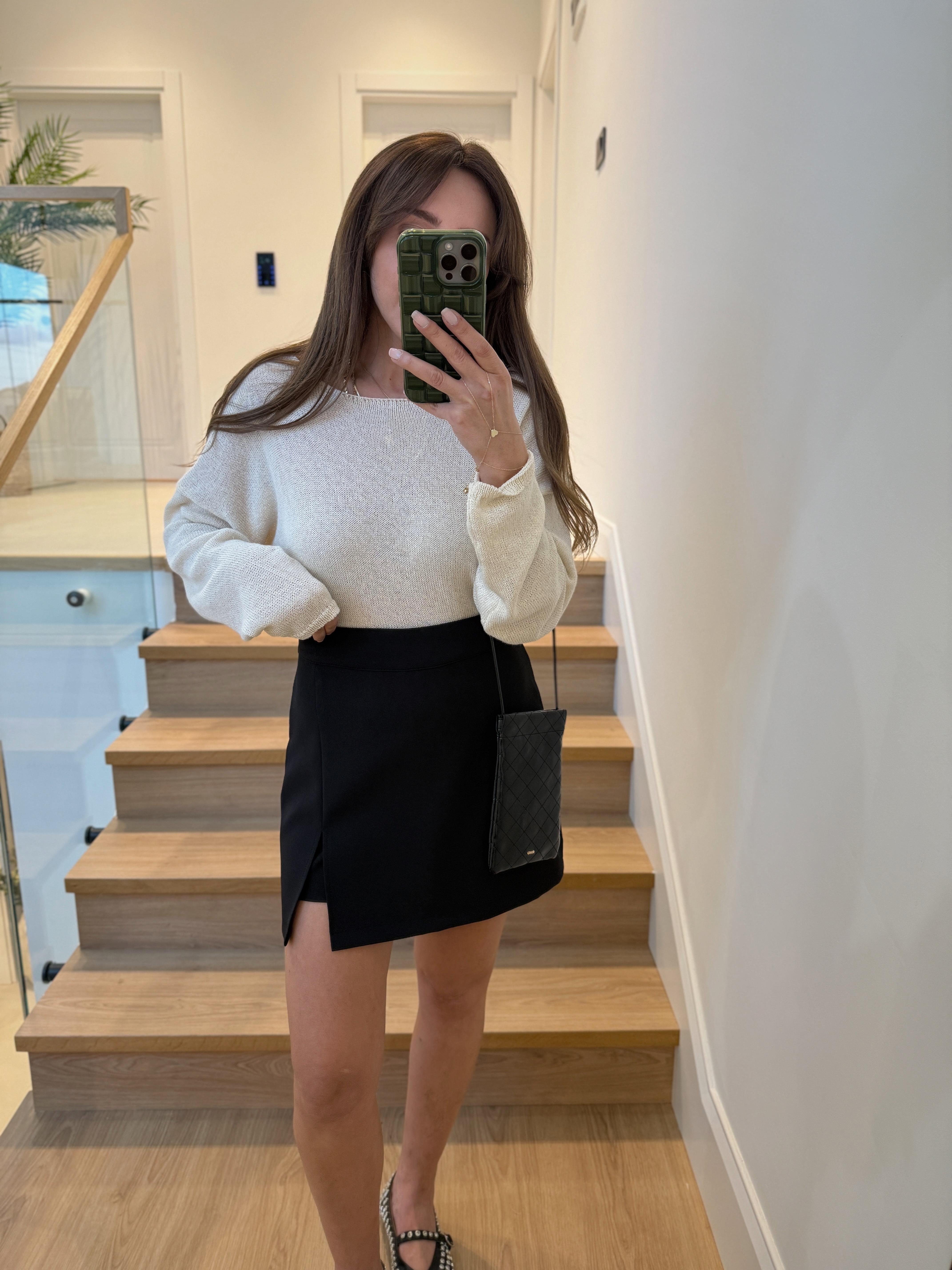 Premium Şortlu Siyah Mini Etek