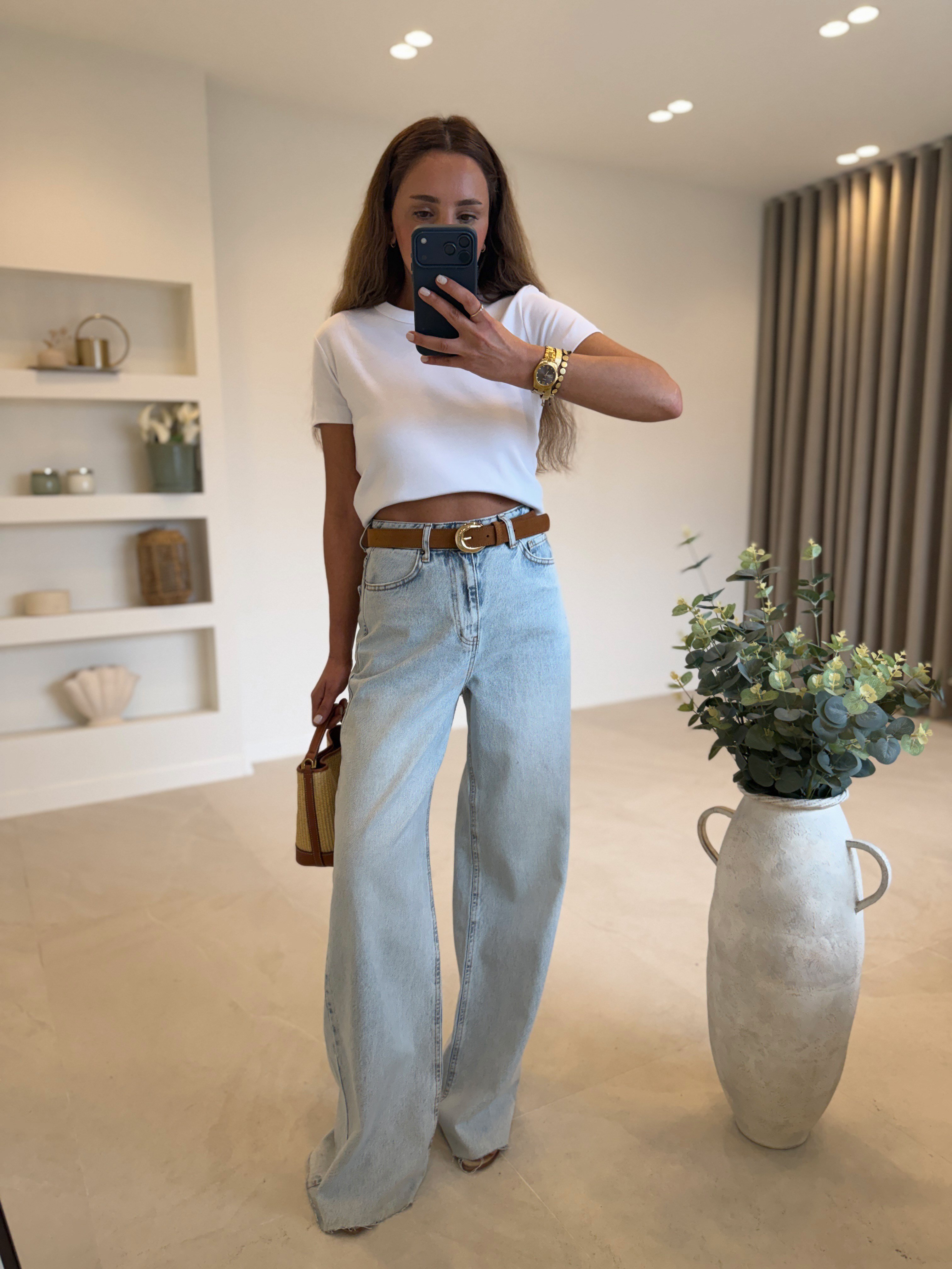RM1011 Açık Mavi Kar Yıkama Wide Leg Jean