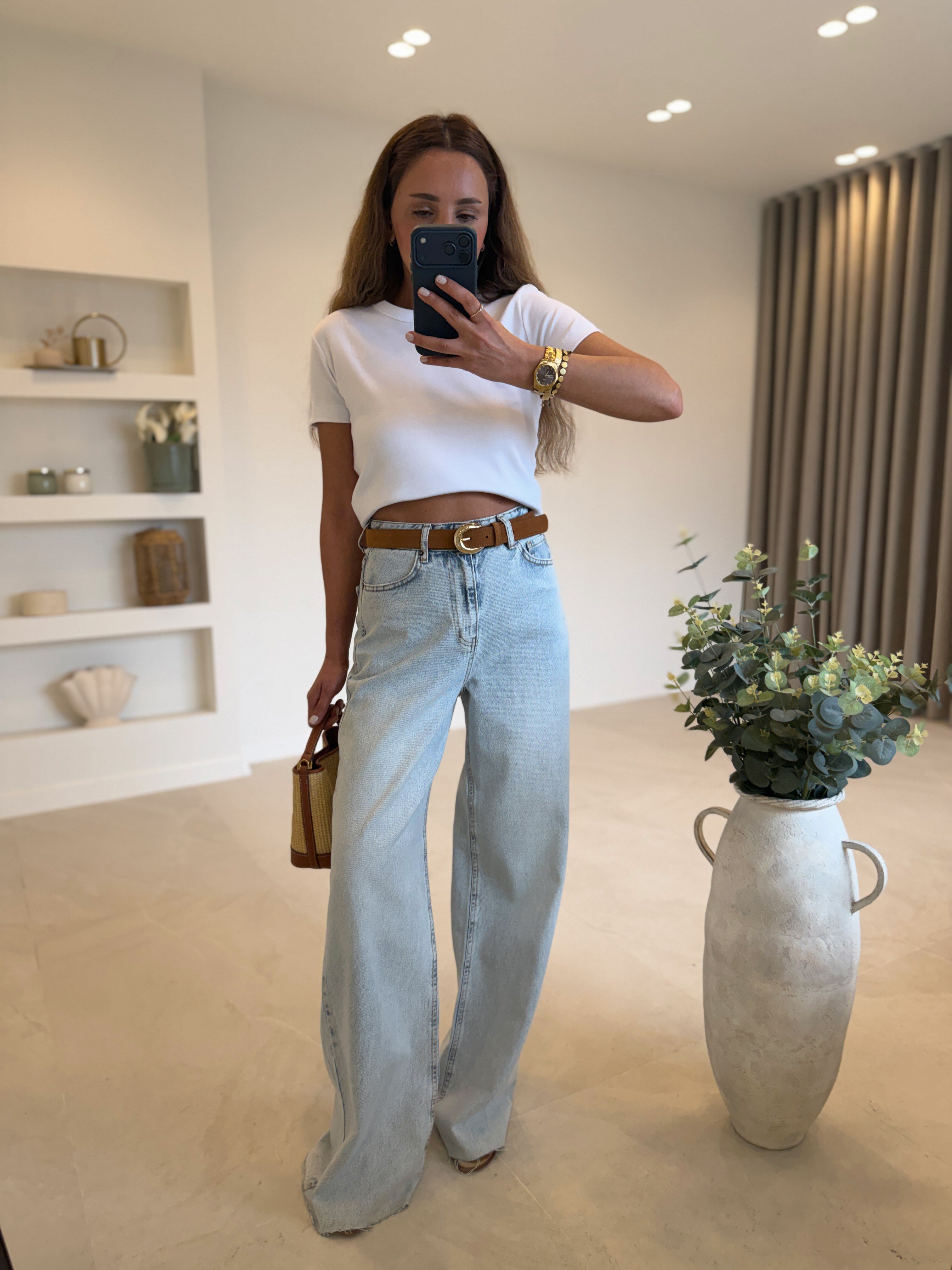 RM1011 Açık Mavi Kar Yıkama Wide Leg Jean
