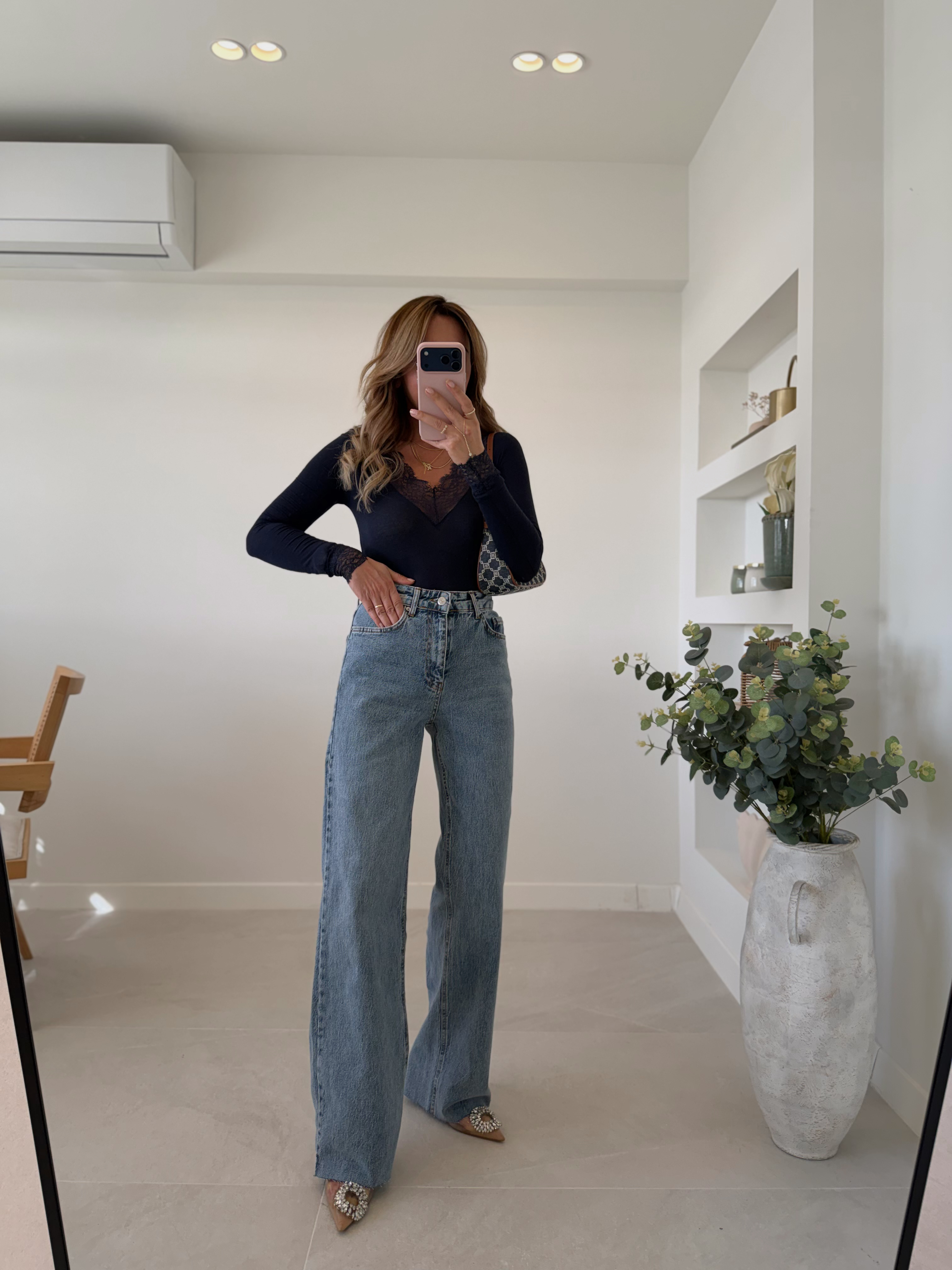 RM1029 Açık Mavi Kar Yıkama Wide Leg Jean