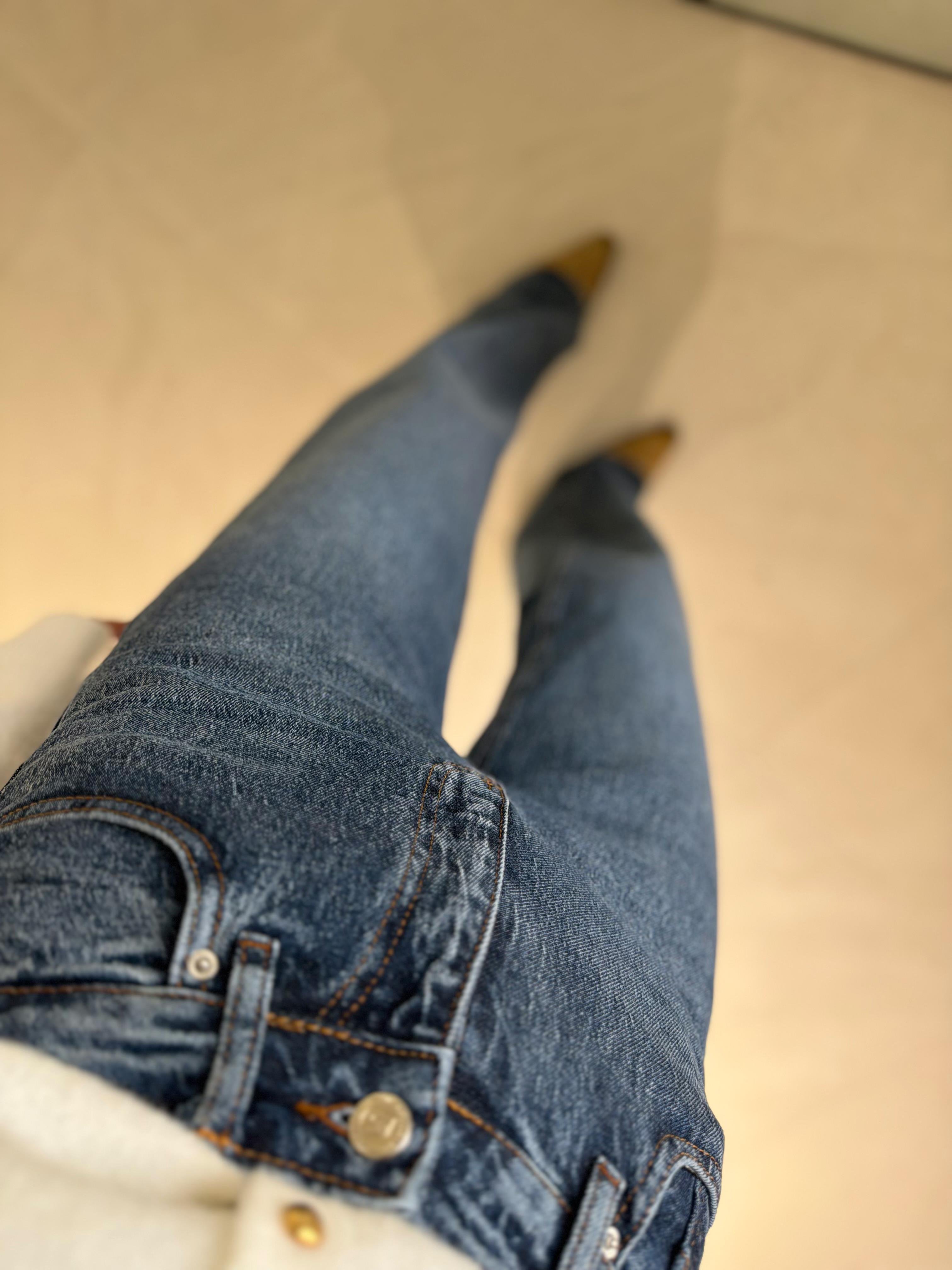 RM1029 Koyu Mavi Kar Yıkama Wide Leg Jean