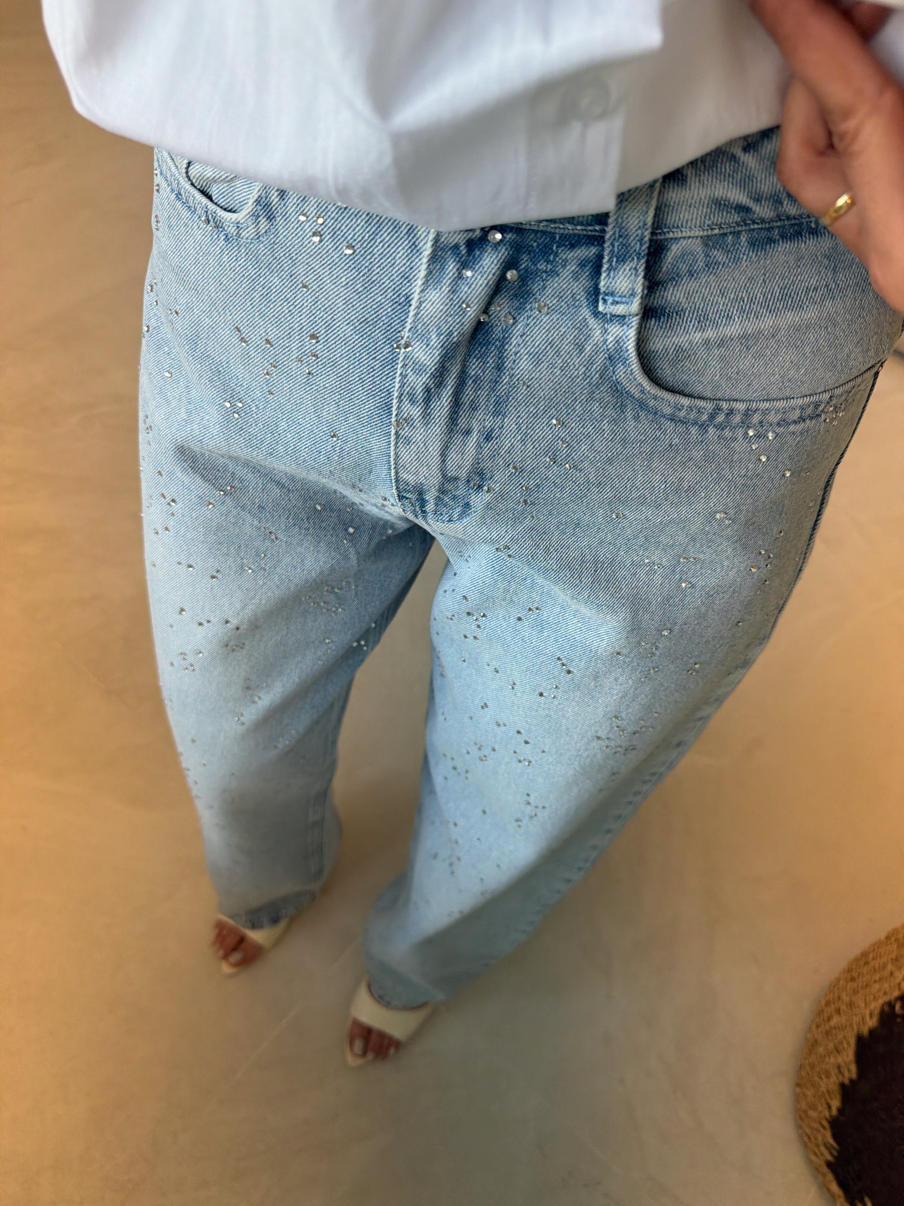 Rm1054 Önü Taşlı Wideleg Jean