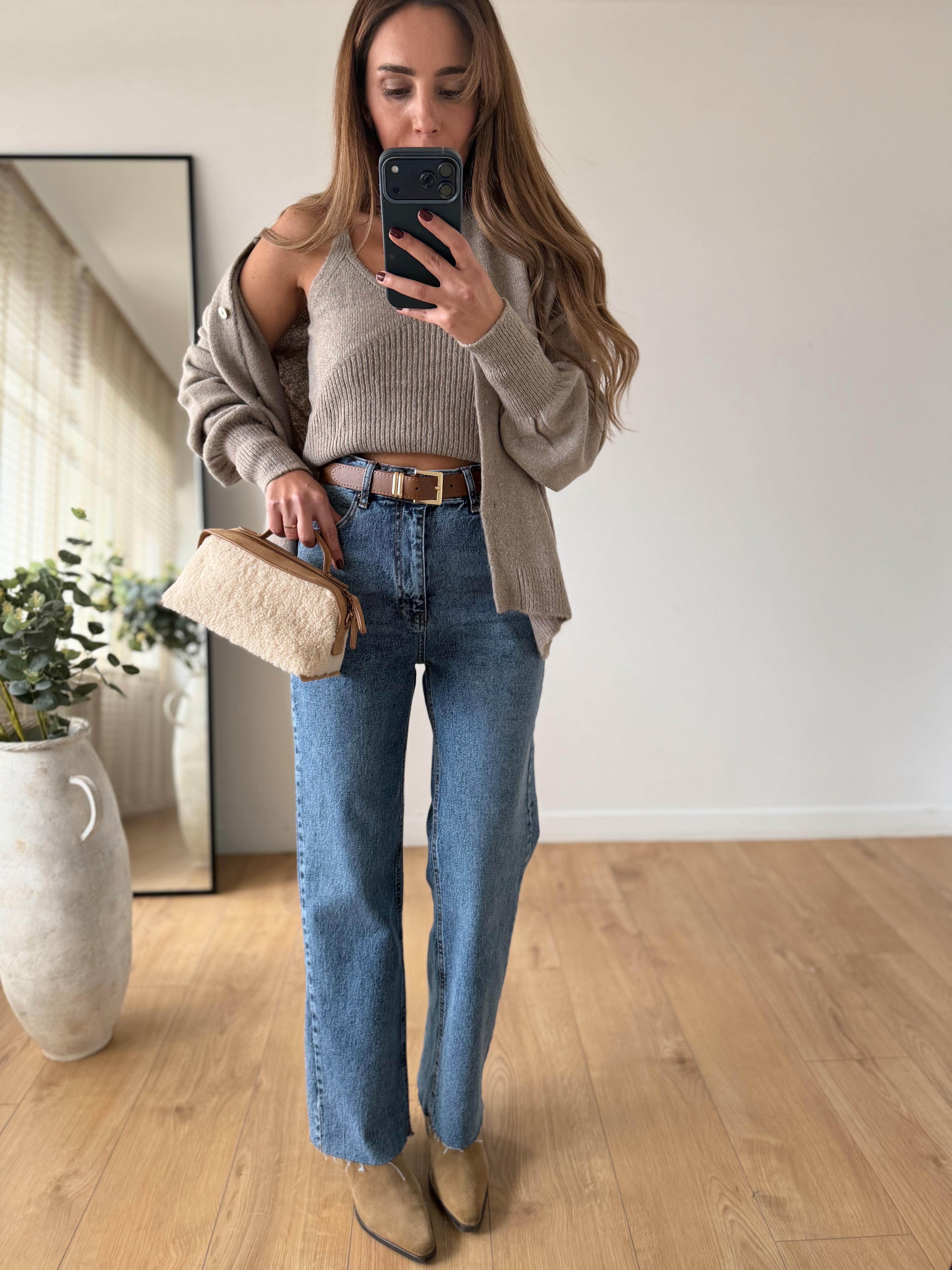 RM2004 Mavi Kar Yıkama Straight Kemerli Jean