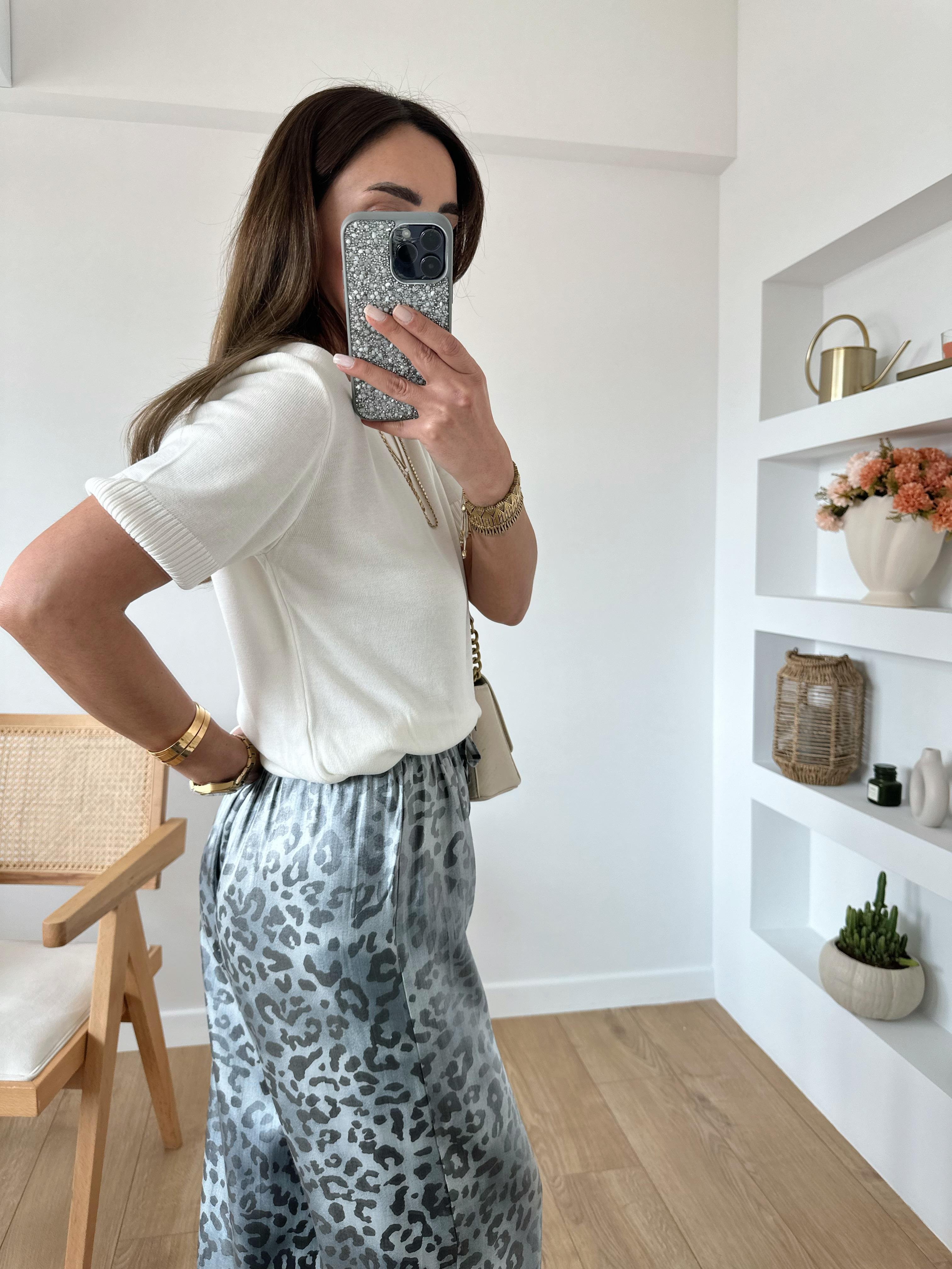 SARAH GRİ LEOPAR PANTOLON