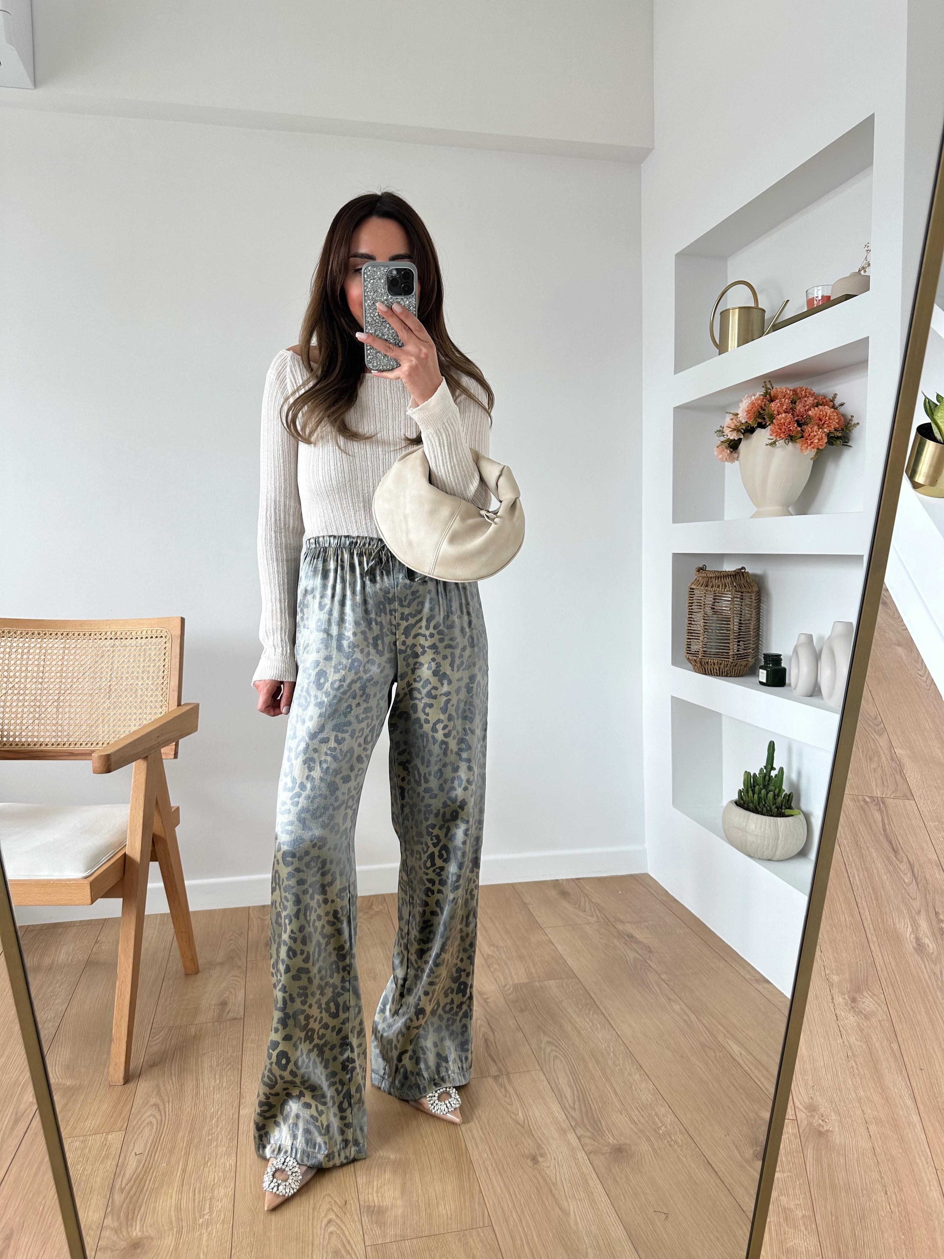 SARAH HAKİ LEOPAR PANTOLON