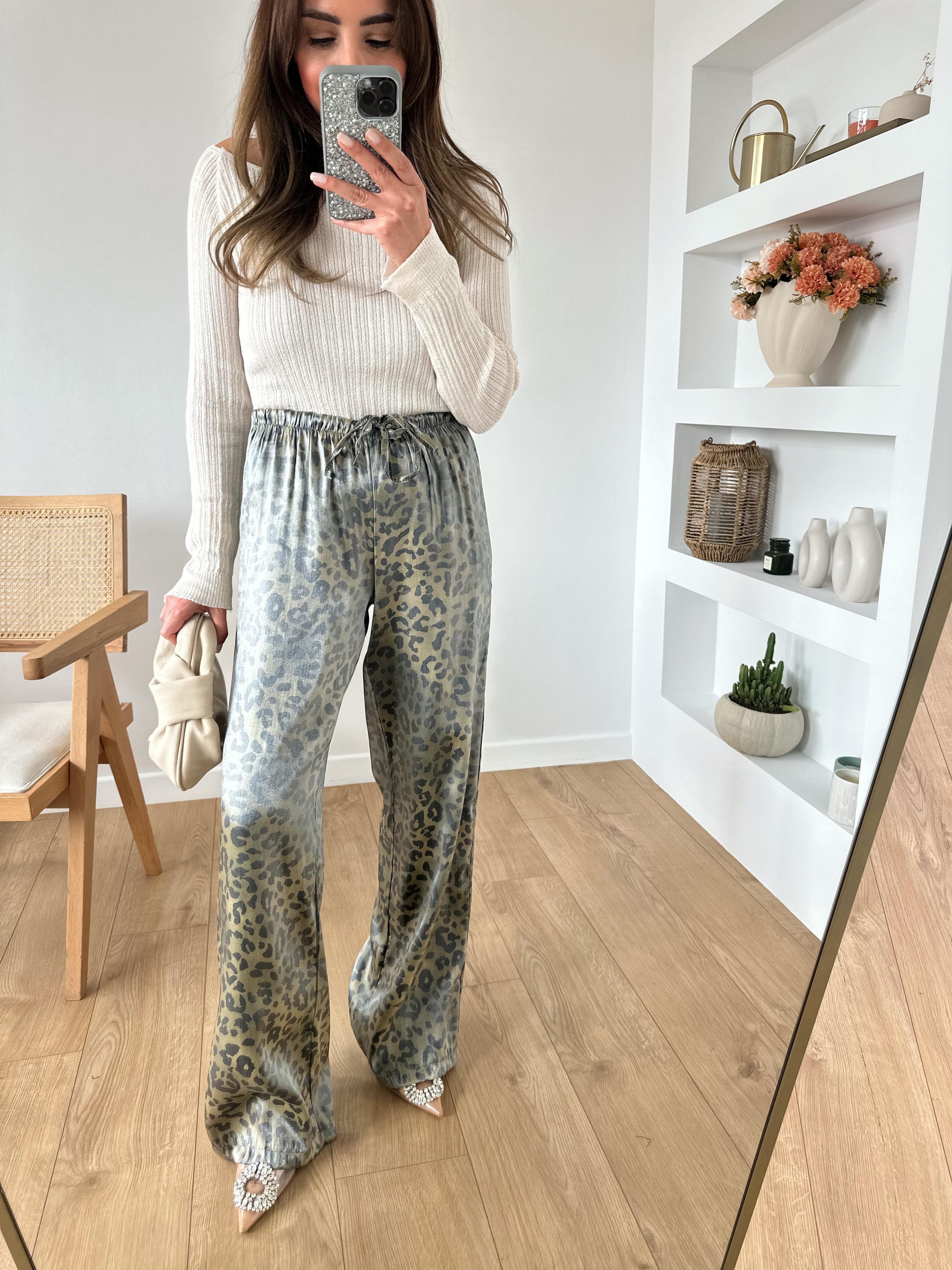 SARAH HAKİ LEOPAR PANTOLON