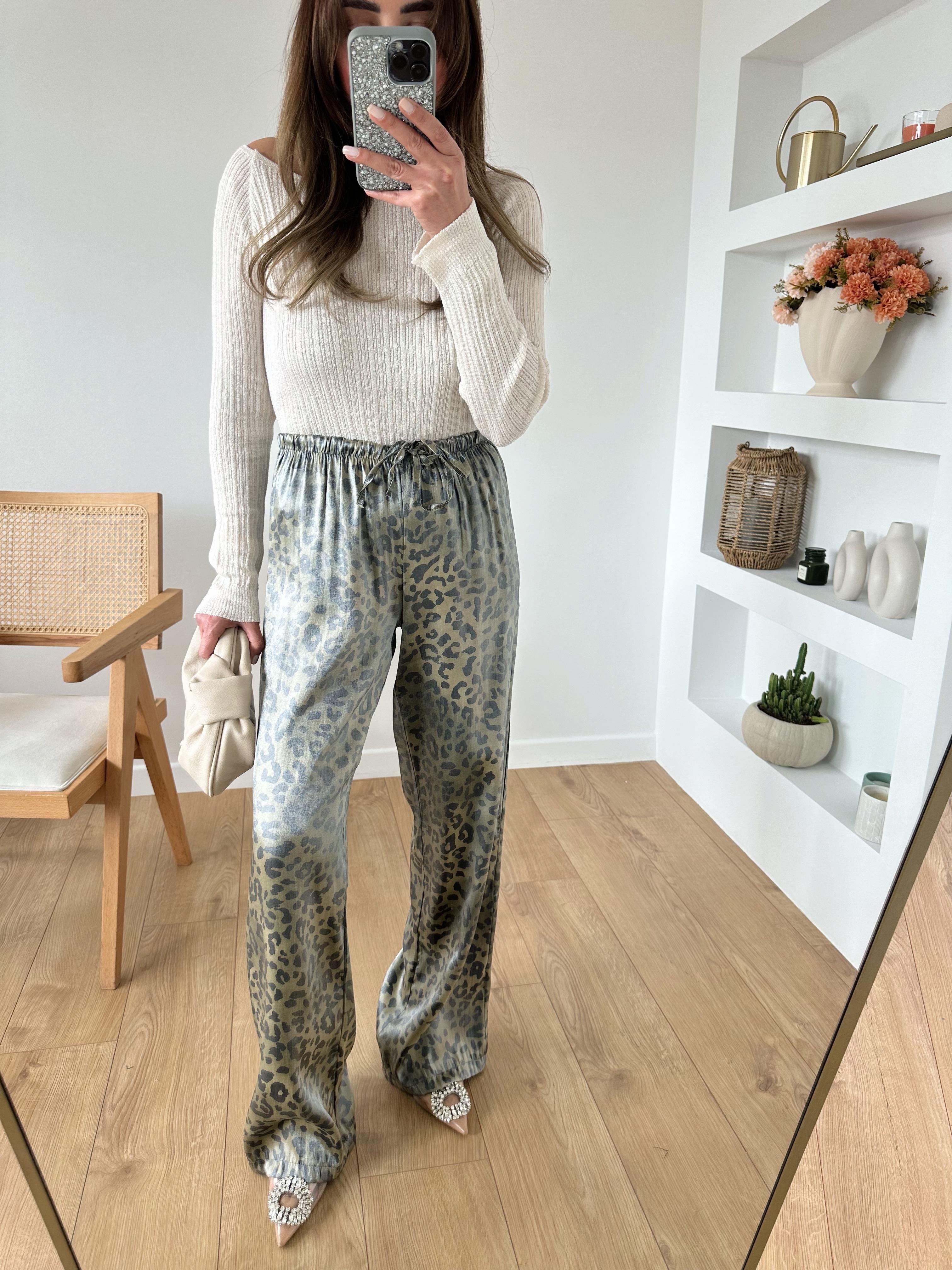 SARAH HAKİ LEOPAR PANTOLON