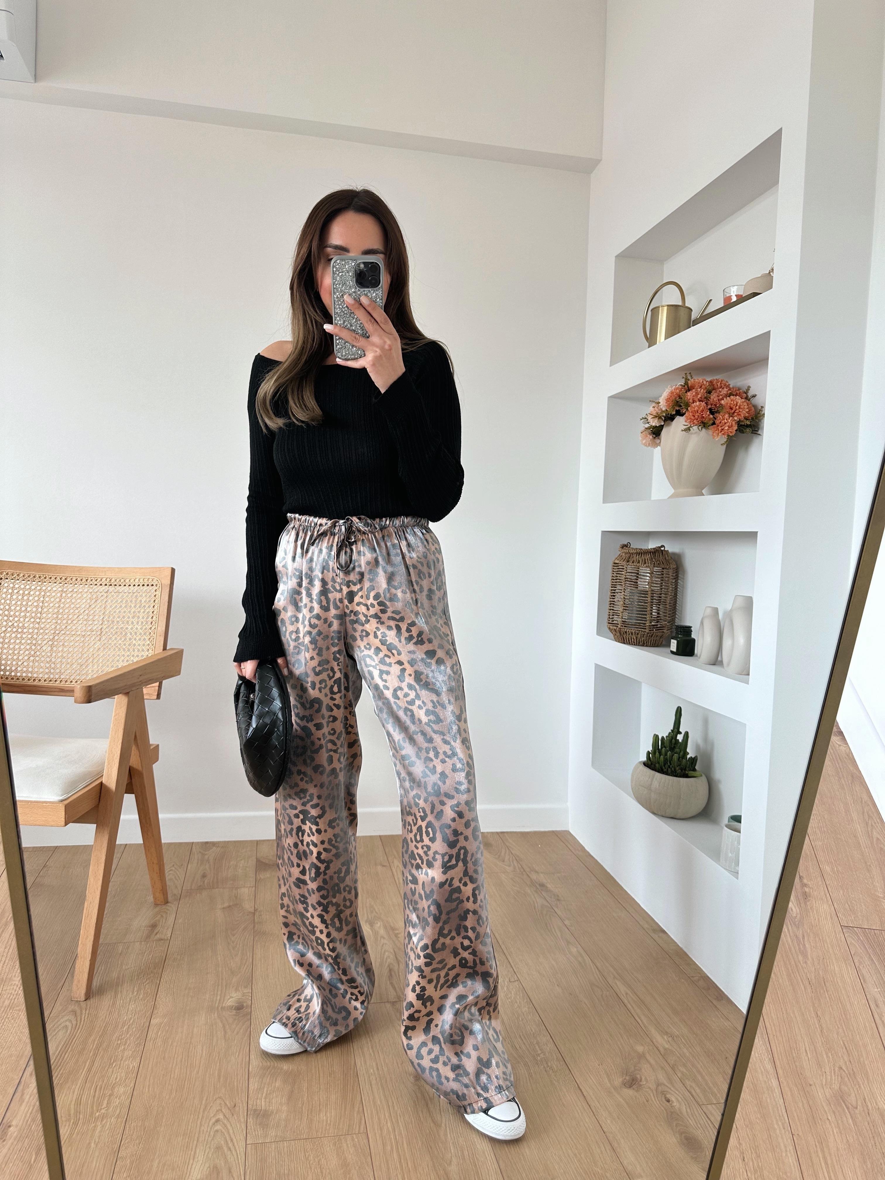 SARAH KAHVE LEOPAR PANTOLON