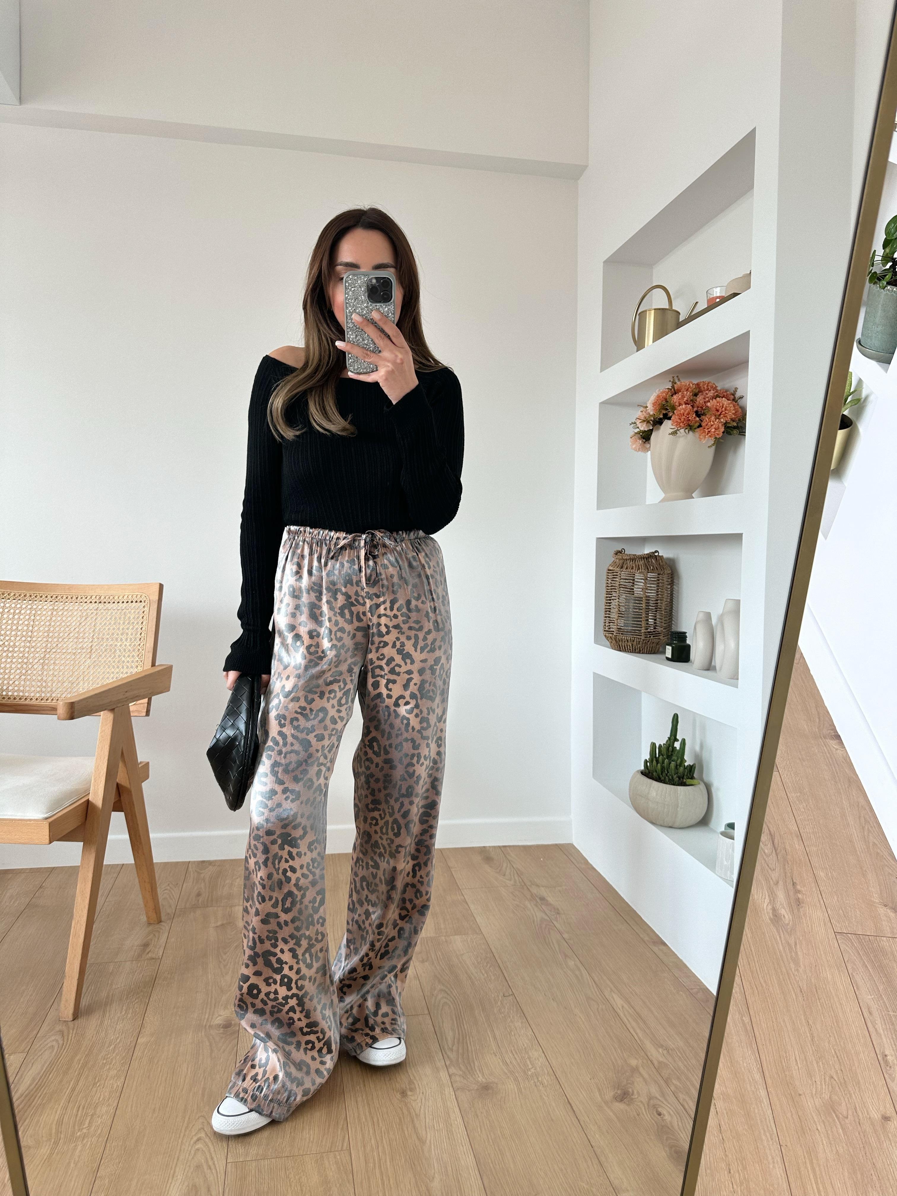 SARAH KAHVE LEOPAR PANTOLON
