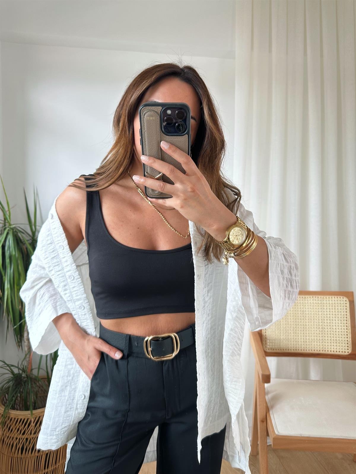 SİYAH ASKILI CROP