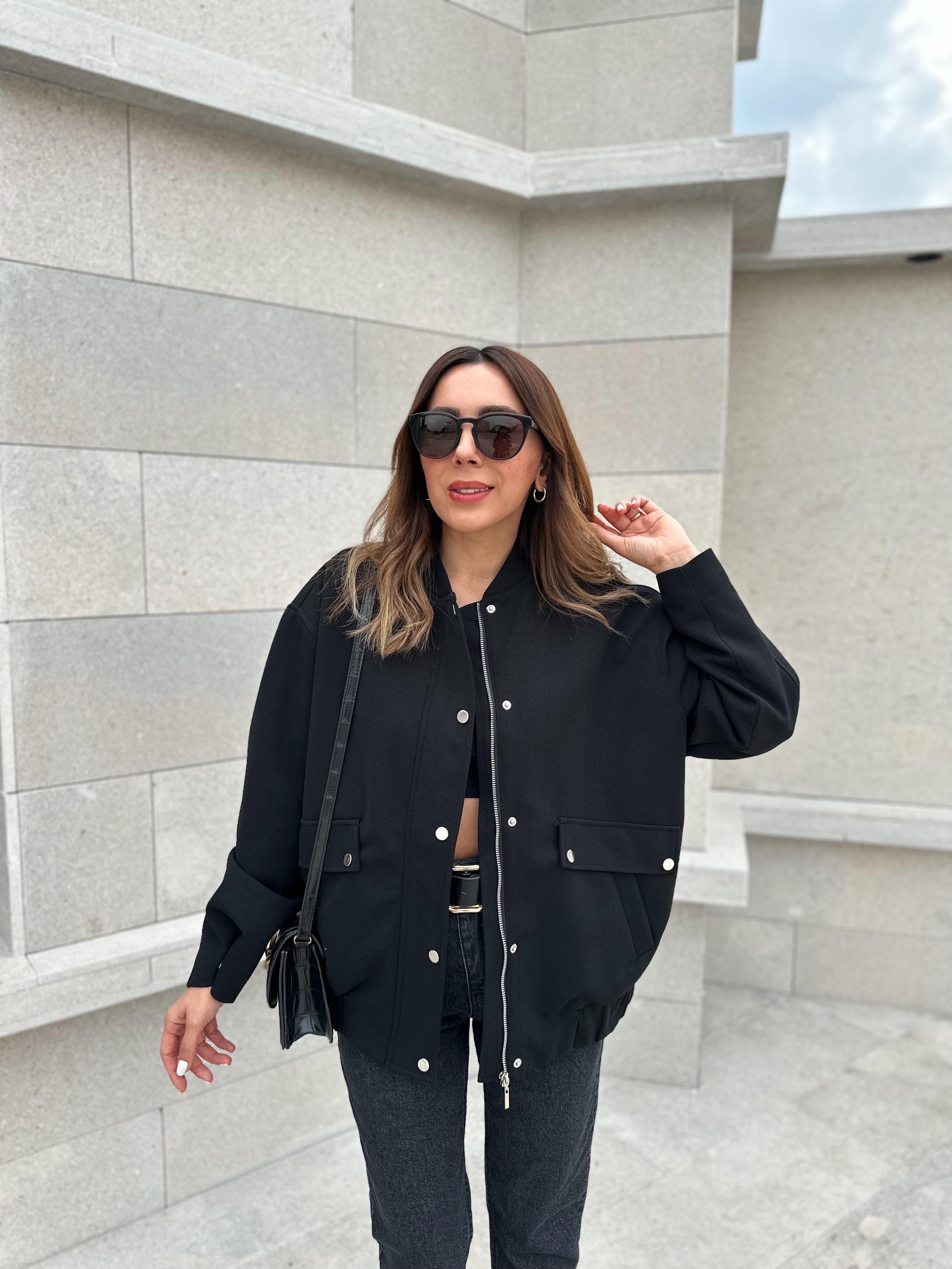 SİYAH ASTARLI KALIN BOMBER CEKET