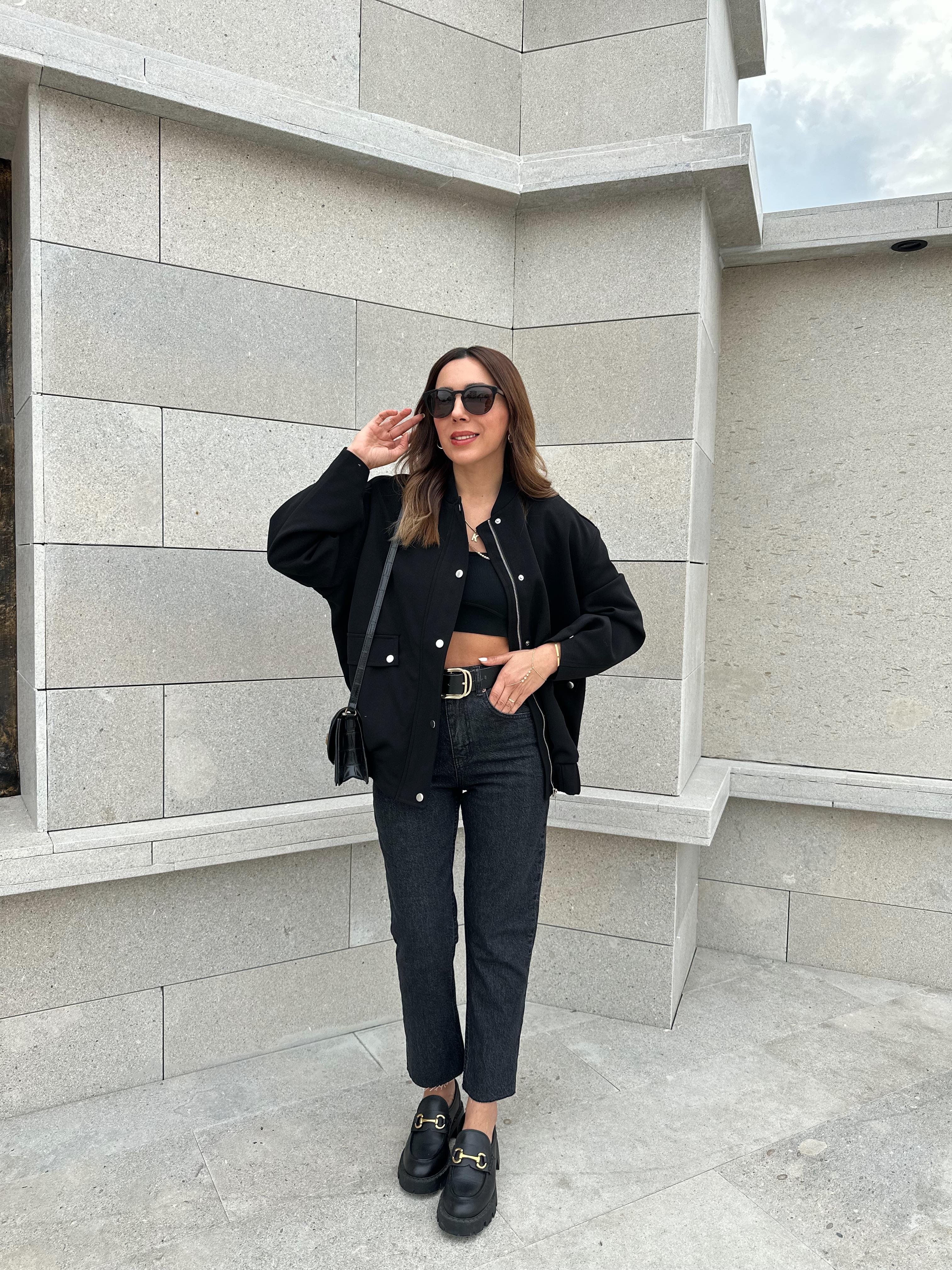 SİYAH ASTARLI KALIN BOMBER CEKET