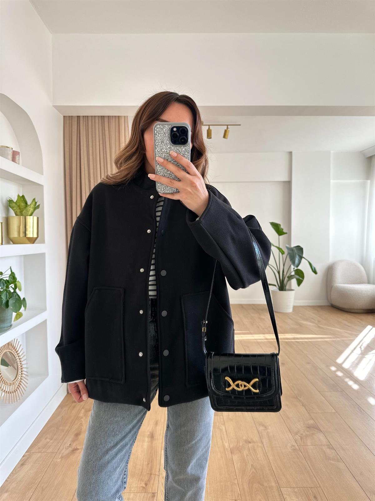 SİYAH ASTARLI OVERSIZE CEKET