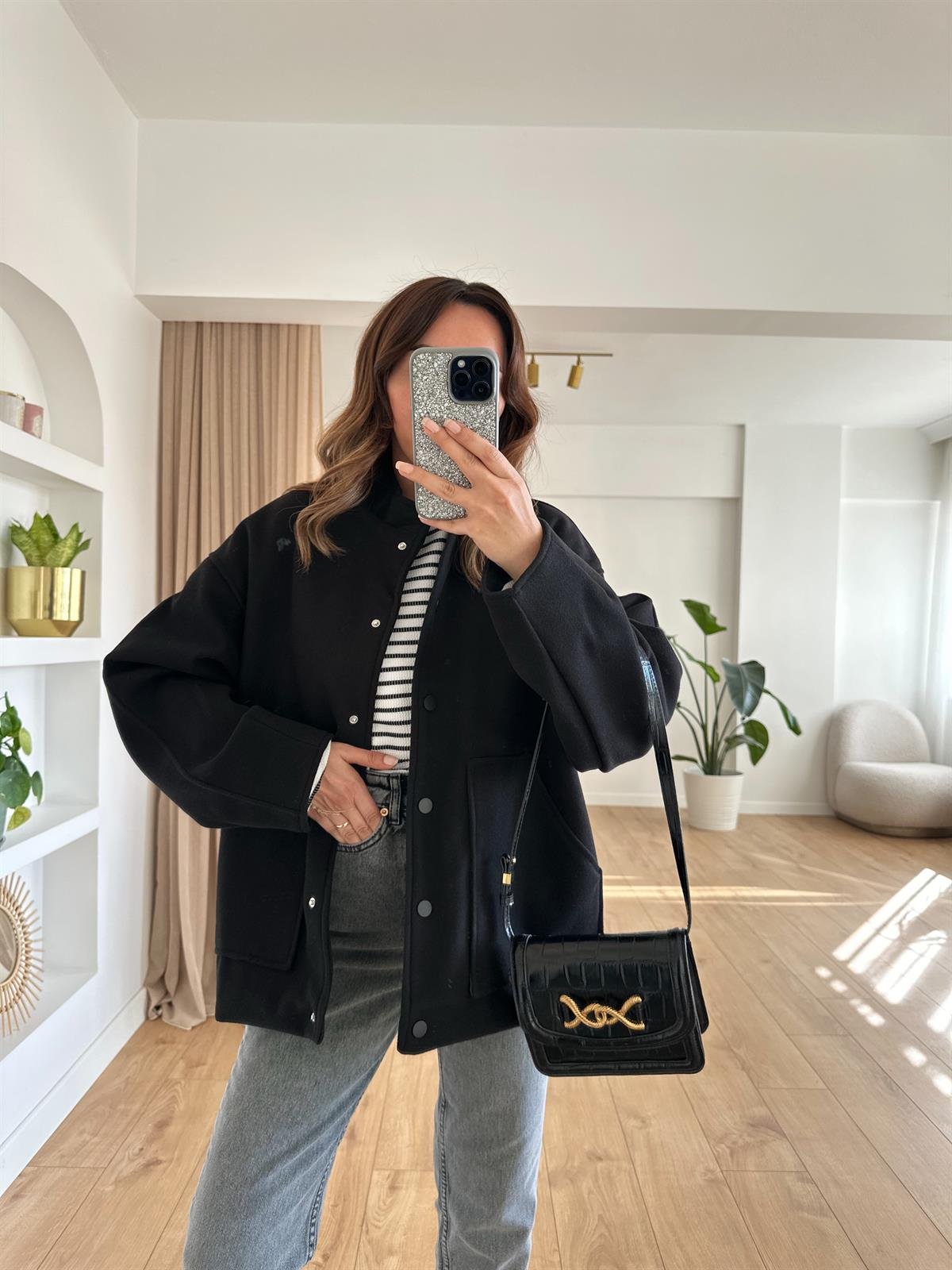 SİYAH ASTARLI OVERSIZE CEKET