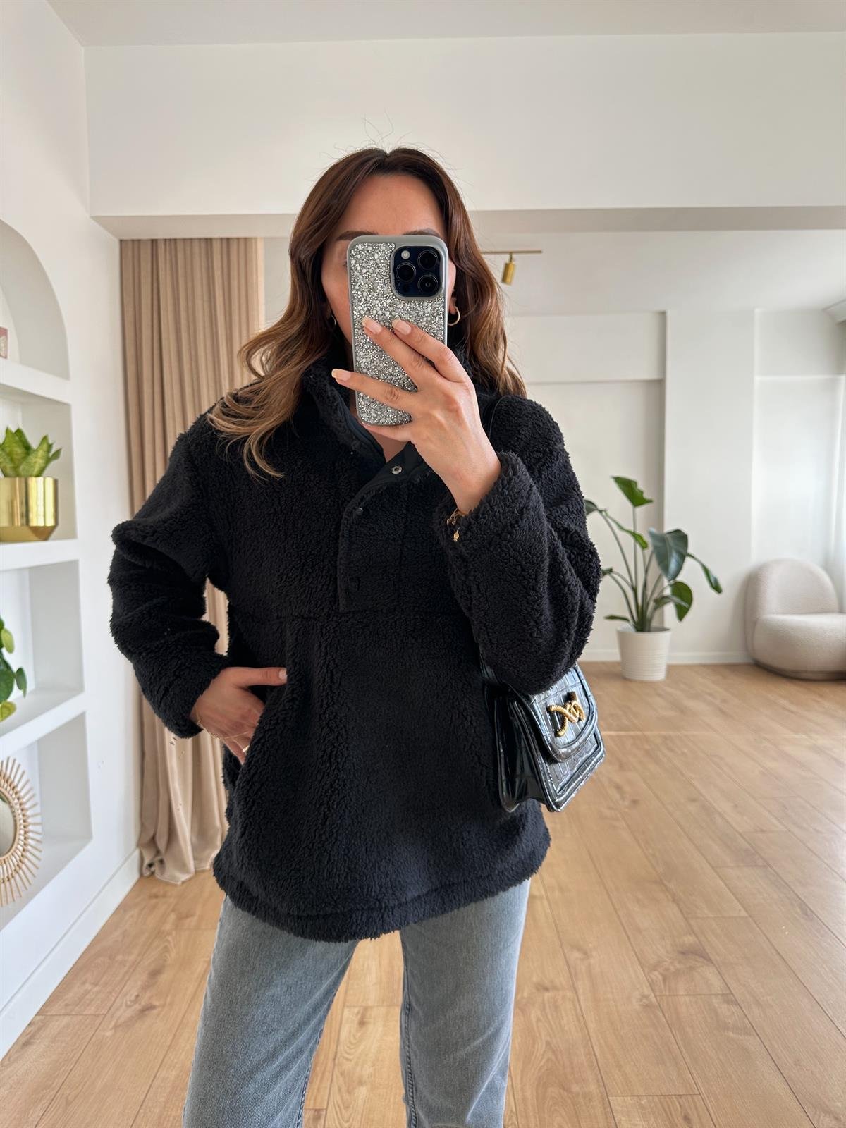 SİYAH KALIN PELUŞ SWEAT