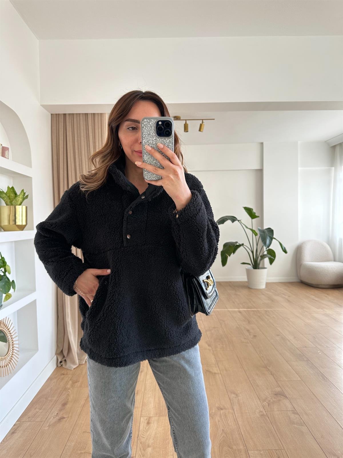 SİYAH KALIN PELUŞ SWEAT