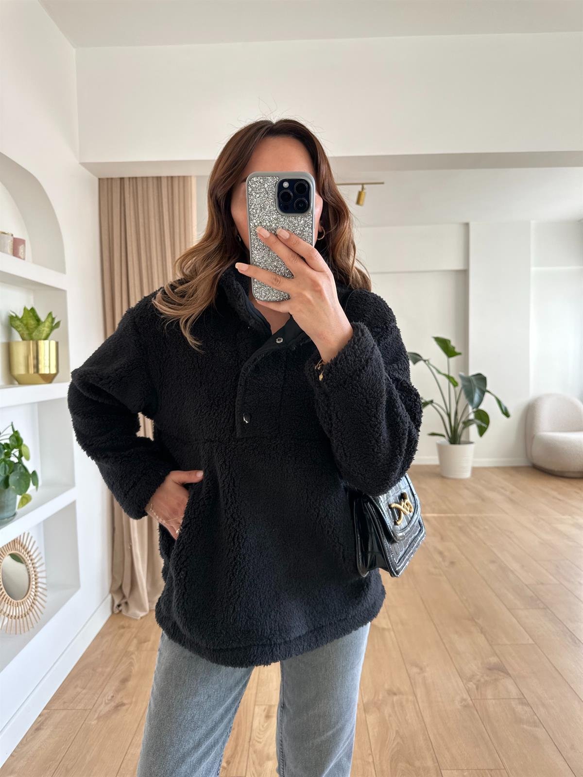 SİYAH KALIN PELUŞ SWEAT