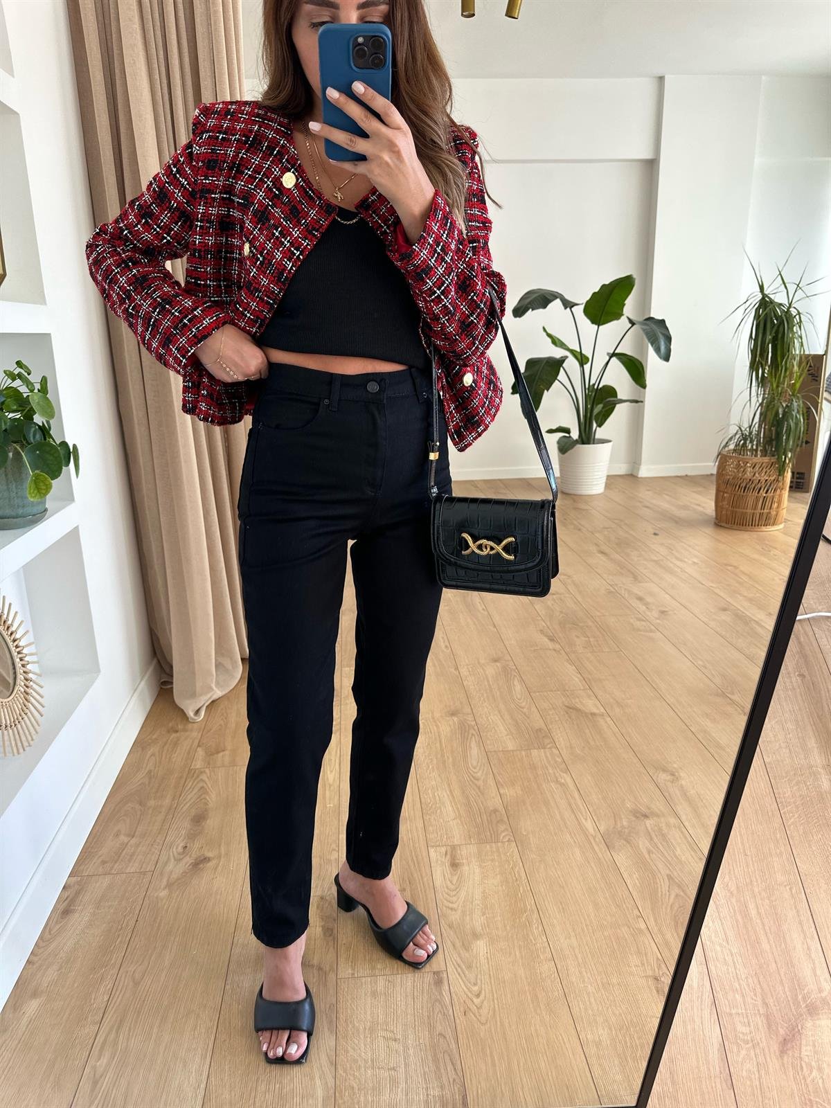 SİYAH MOTO MOM JEAN