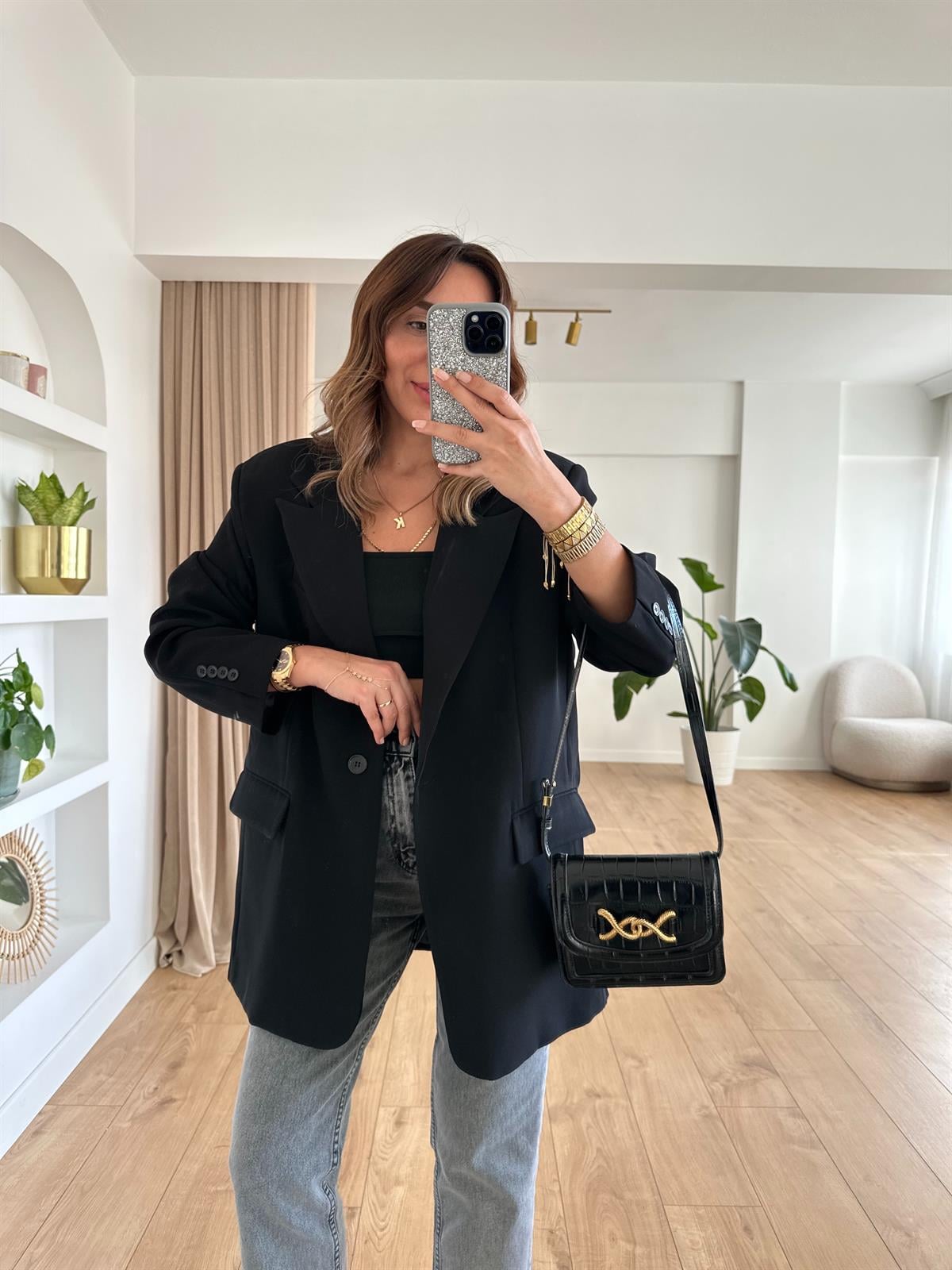 SİYAH PREMIUM ASTARLI OVERSIZE CEKET